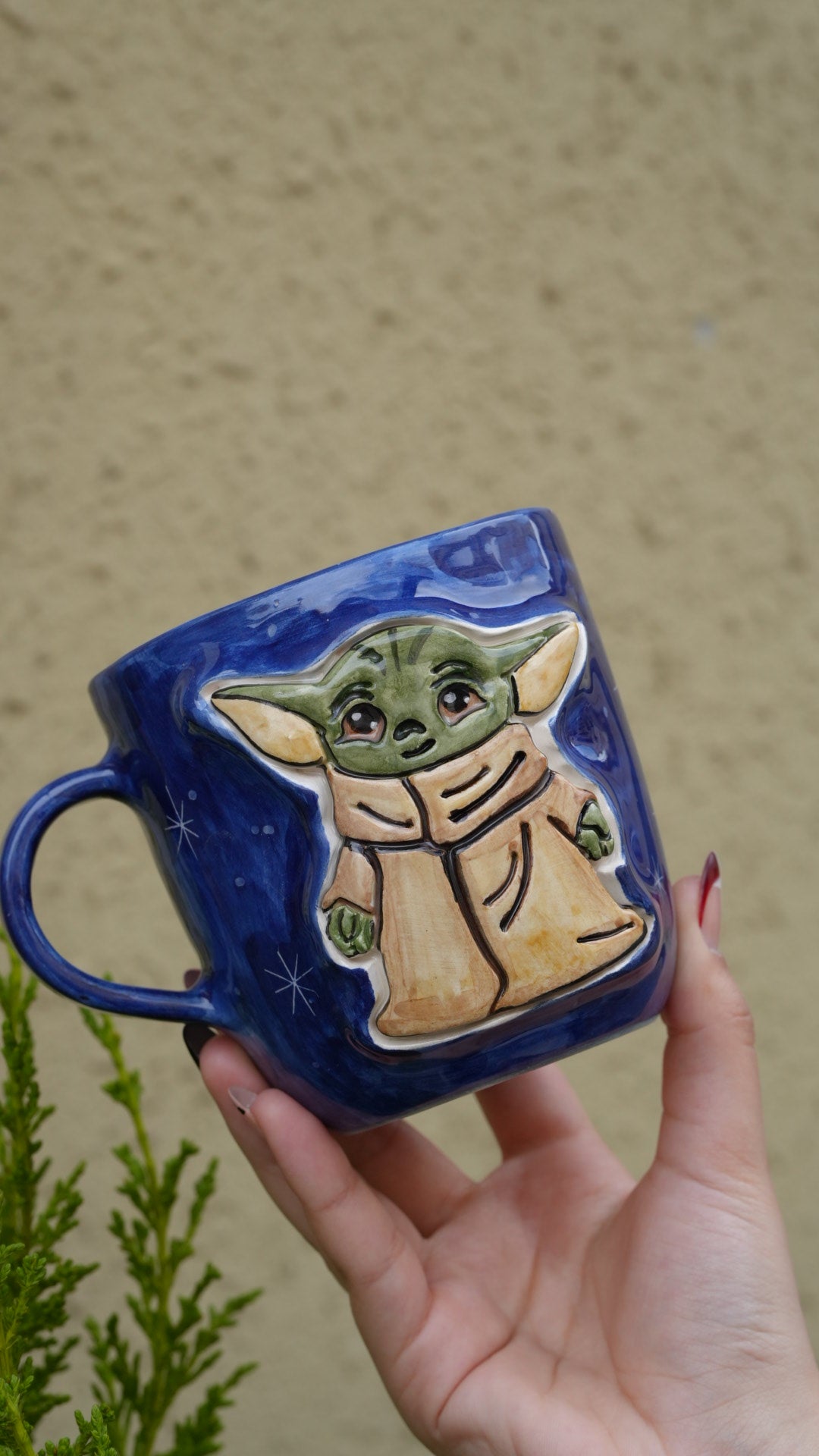 handmade ceramic yoda mug