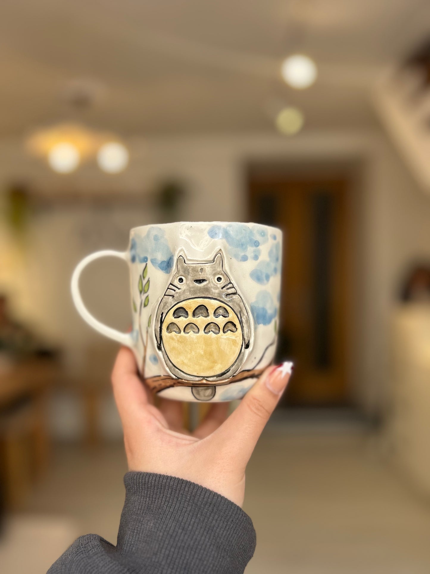 handmade totoro mug 🩶