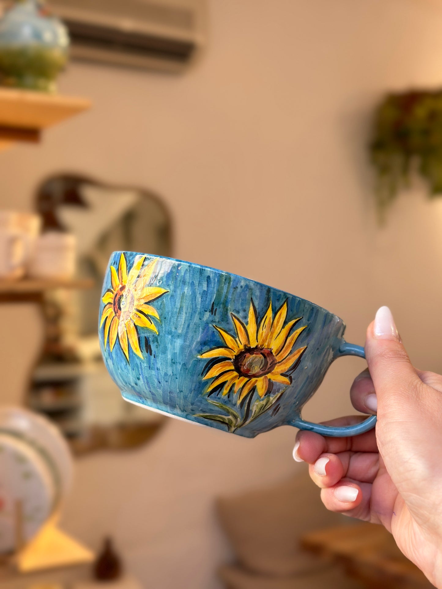 Handmade floral van gogh mug