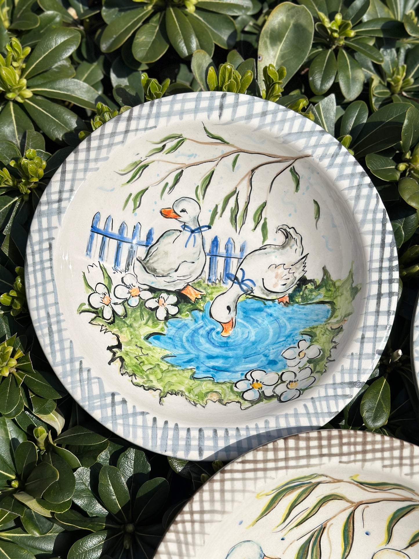 Goose detailed ceramic plate