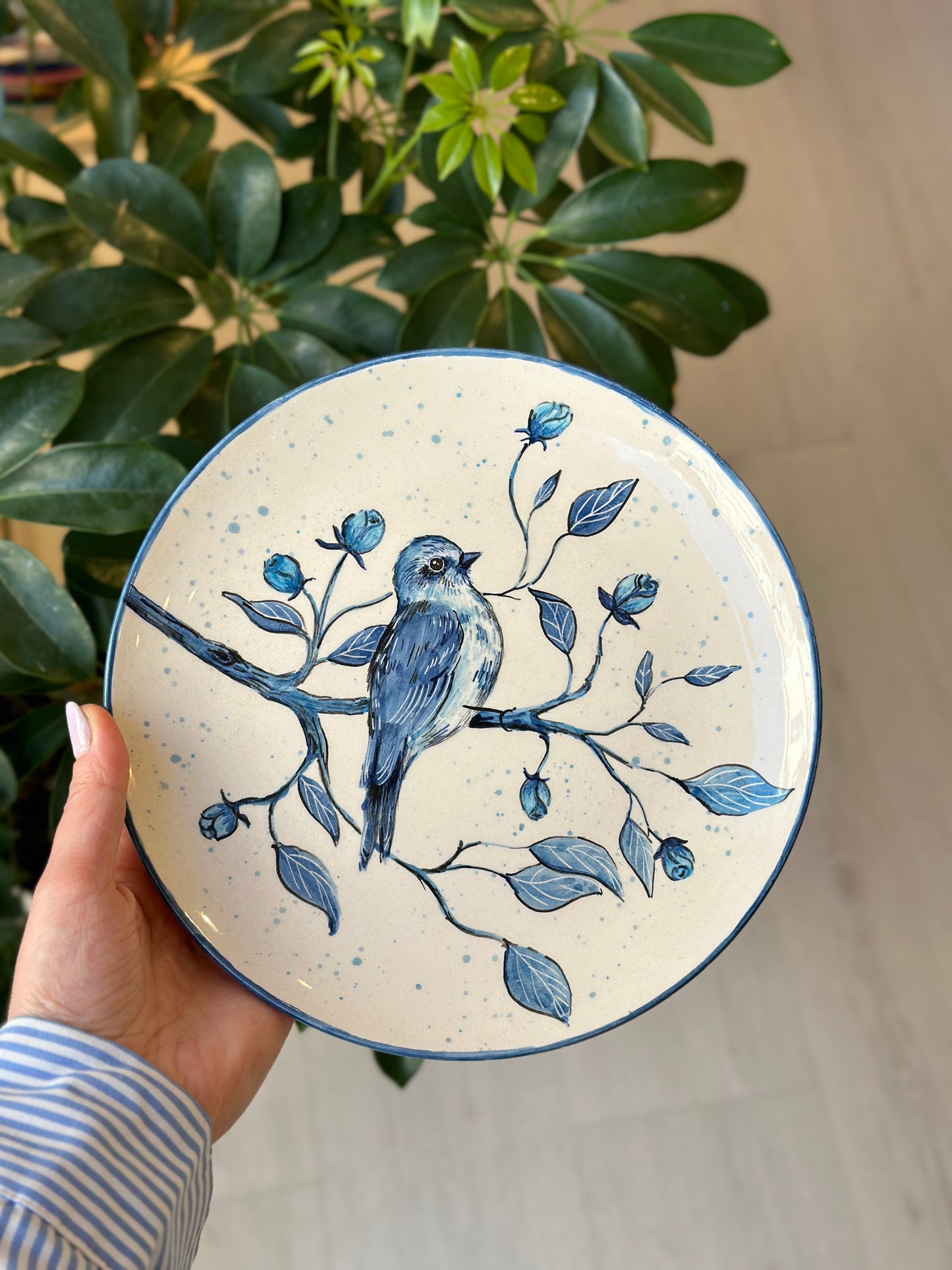 handmade bird plate