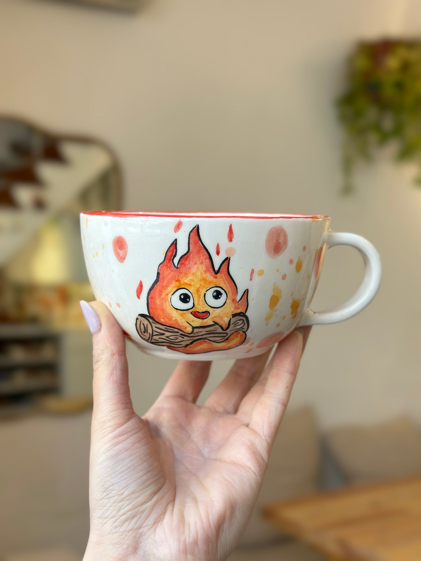 Calcifer handmade mug