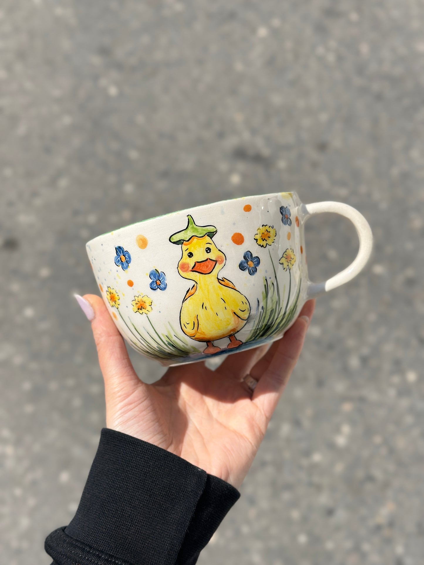 Handmade mug duck