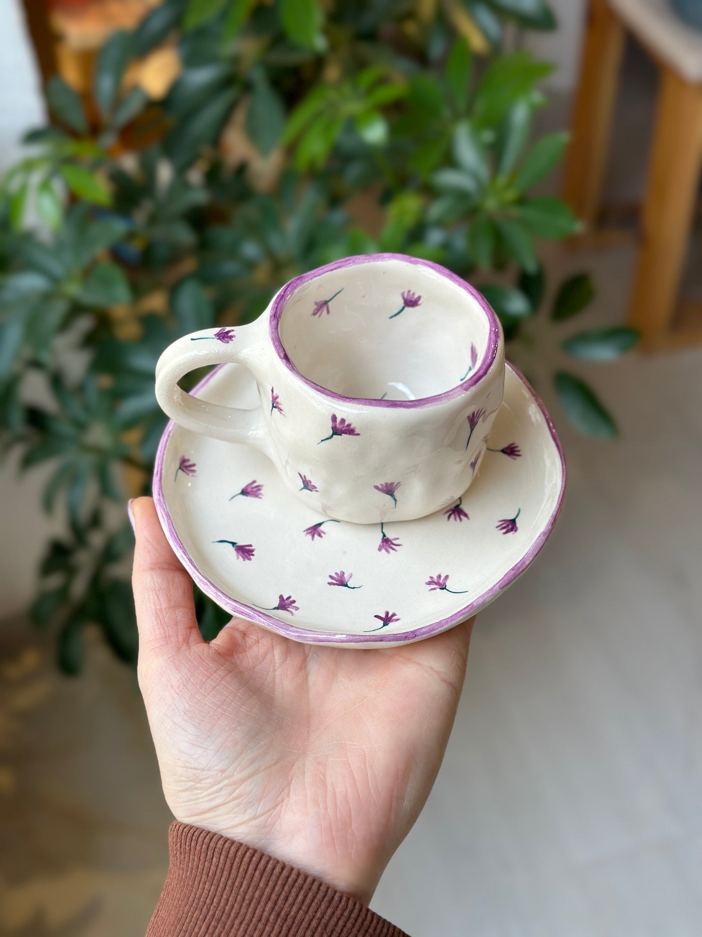 handmade espresso mug and plate 💜🪻