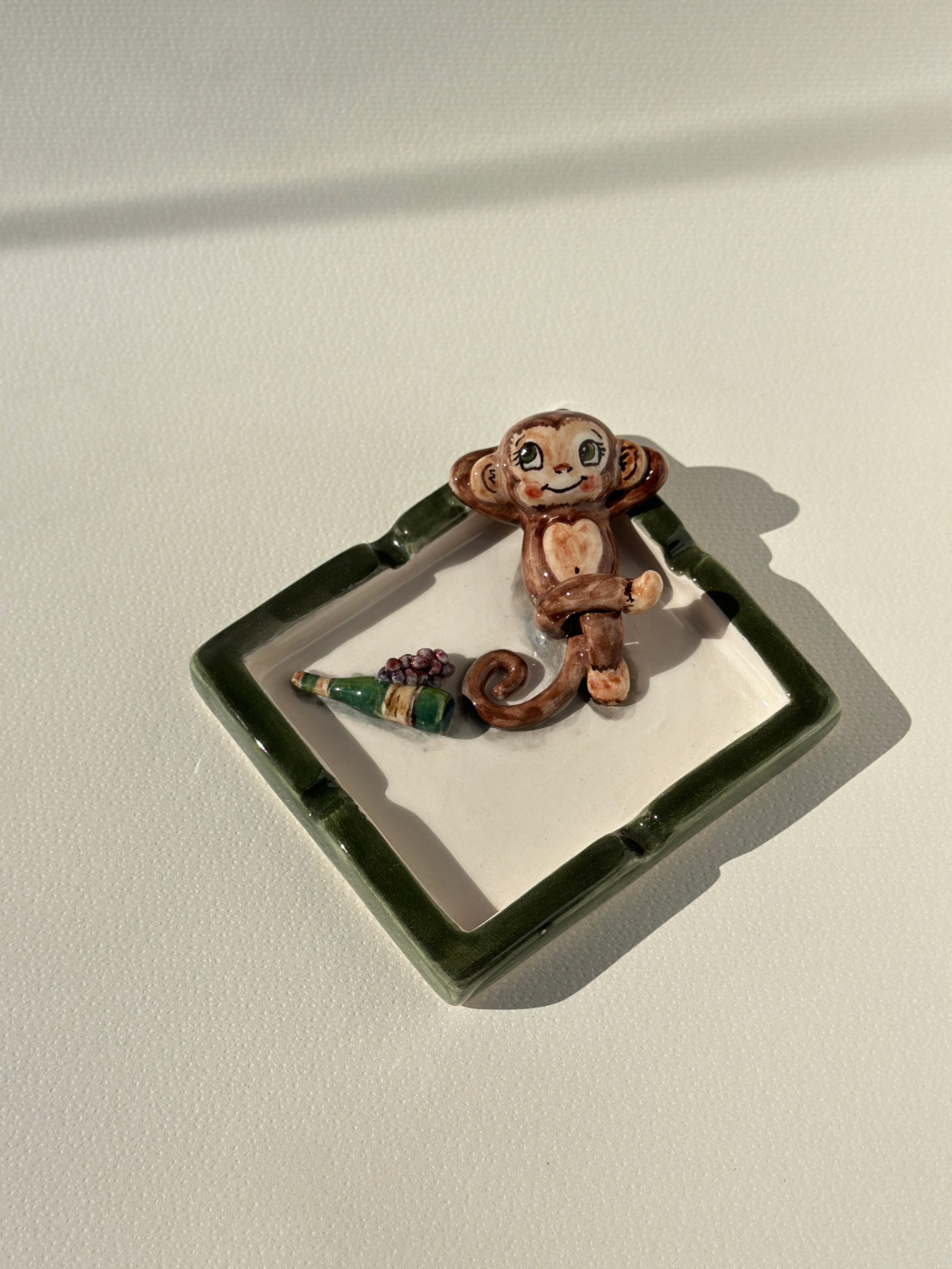 Monkey handmade ashtray