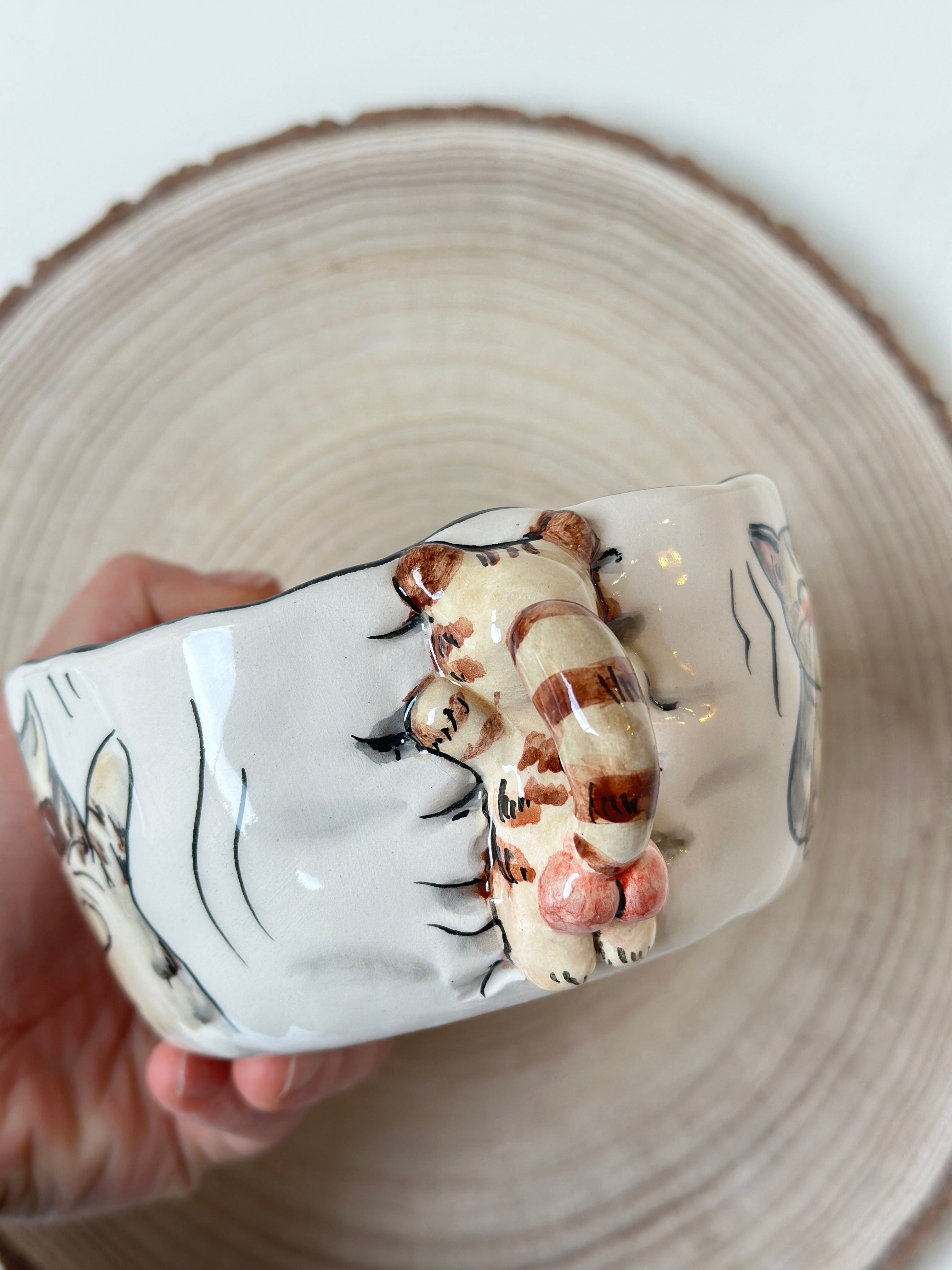 Cat handmade bowl