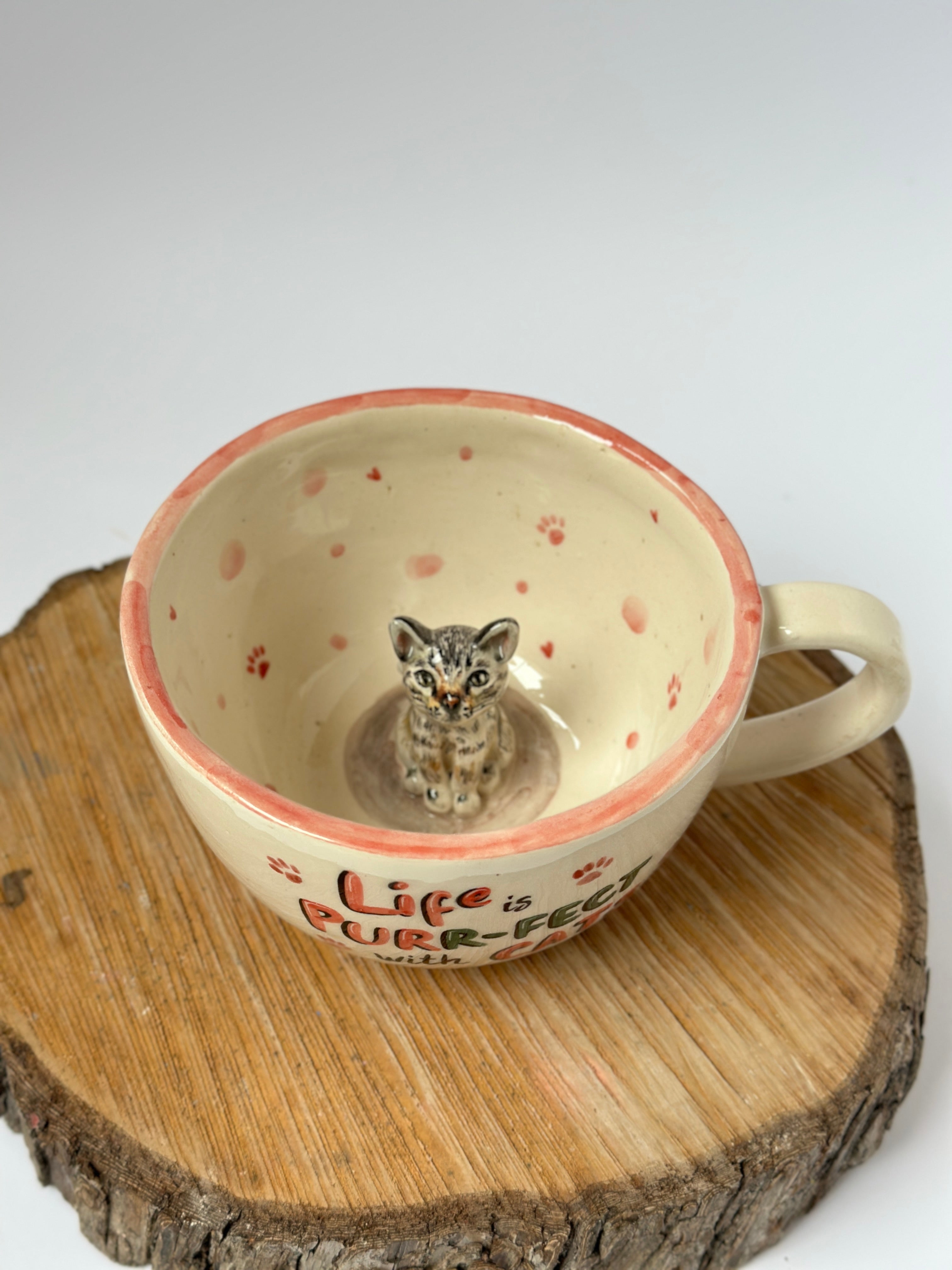 Handmade cat mug