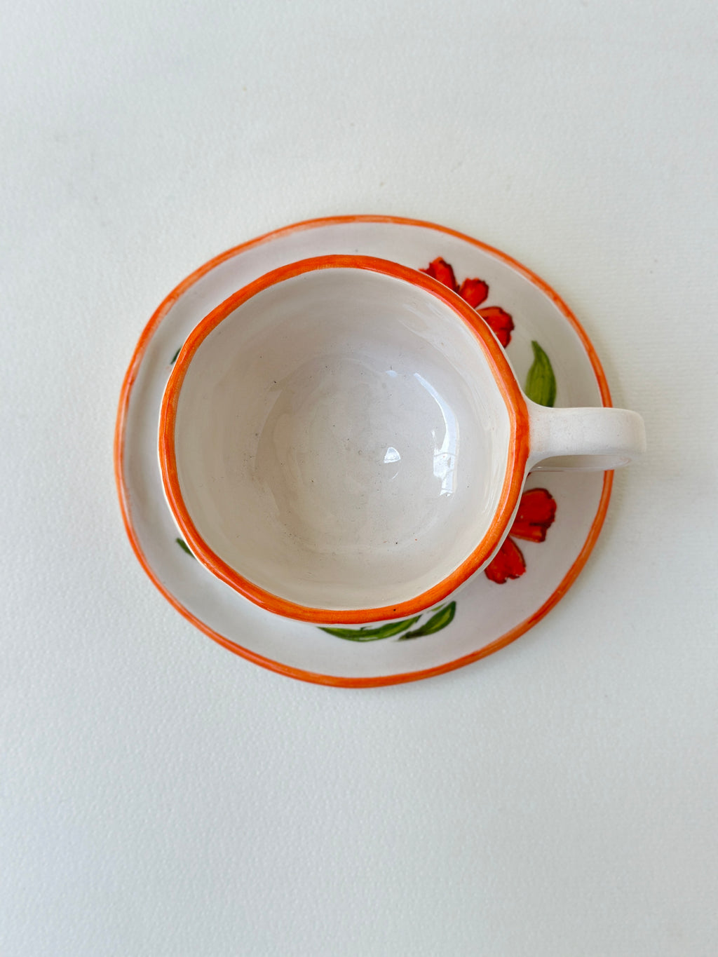 Flowers handmade mug and plate