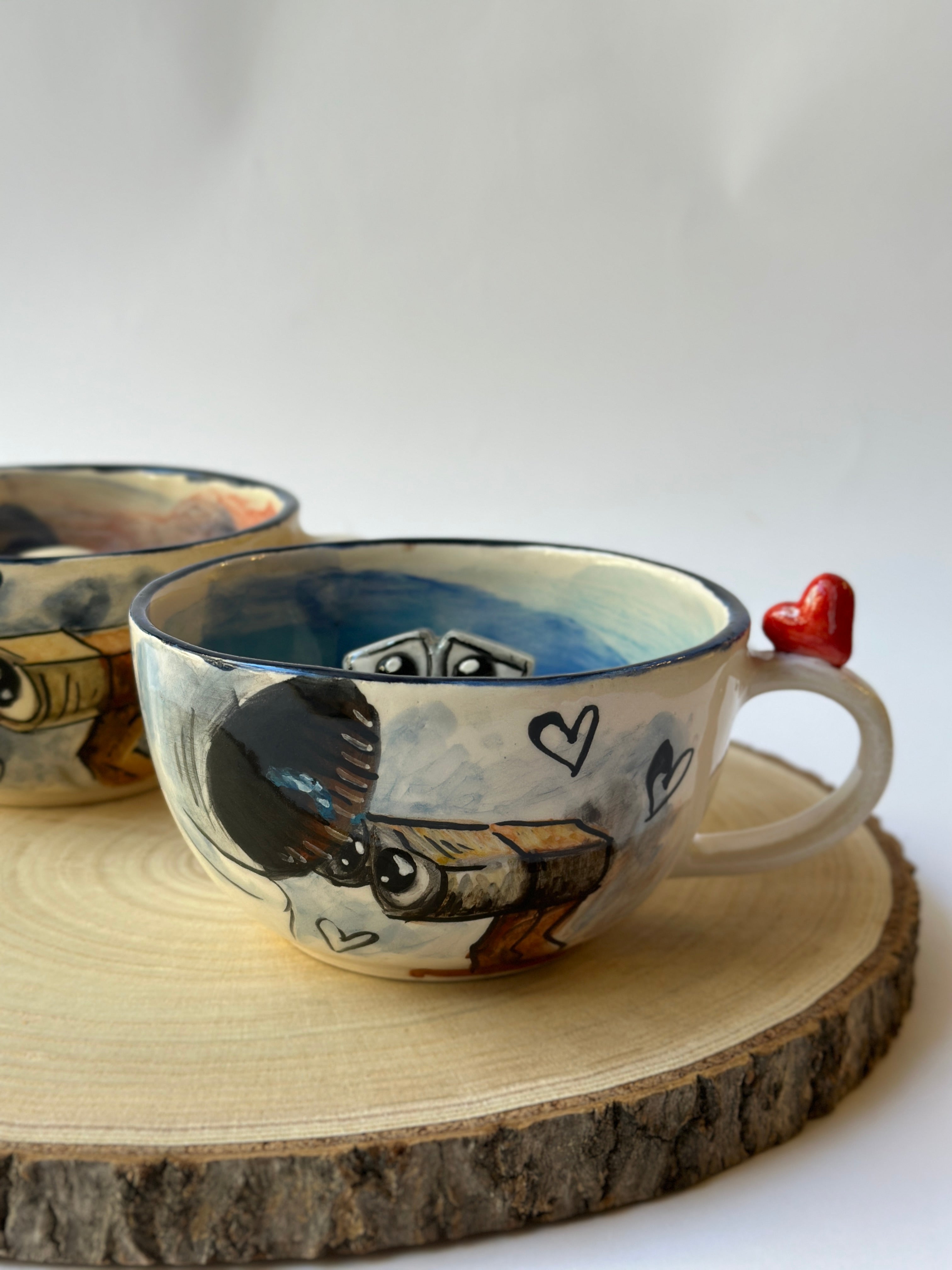 WALL-E handmade couple mugs