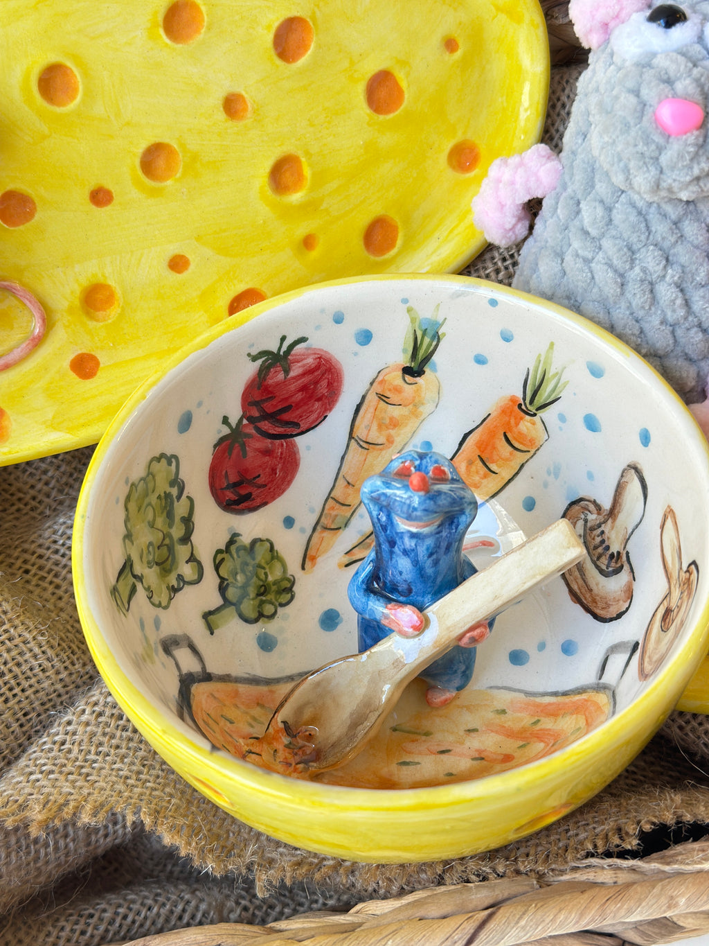 Ratatouille Remy handmade mug, plate and keychain