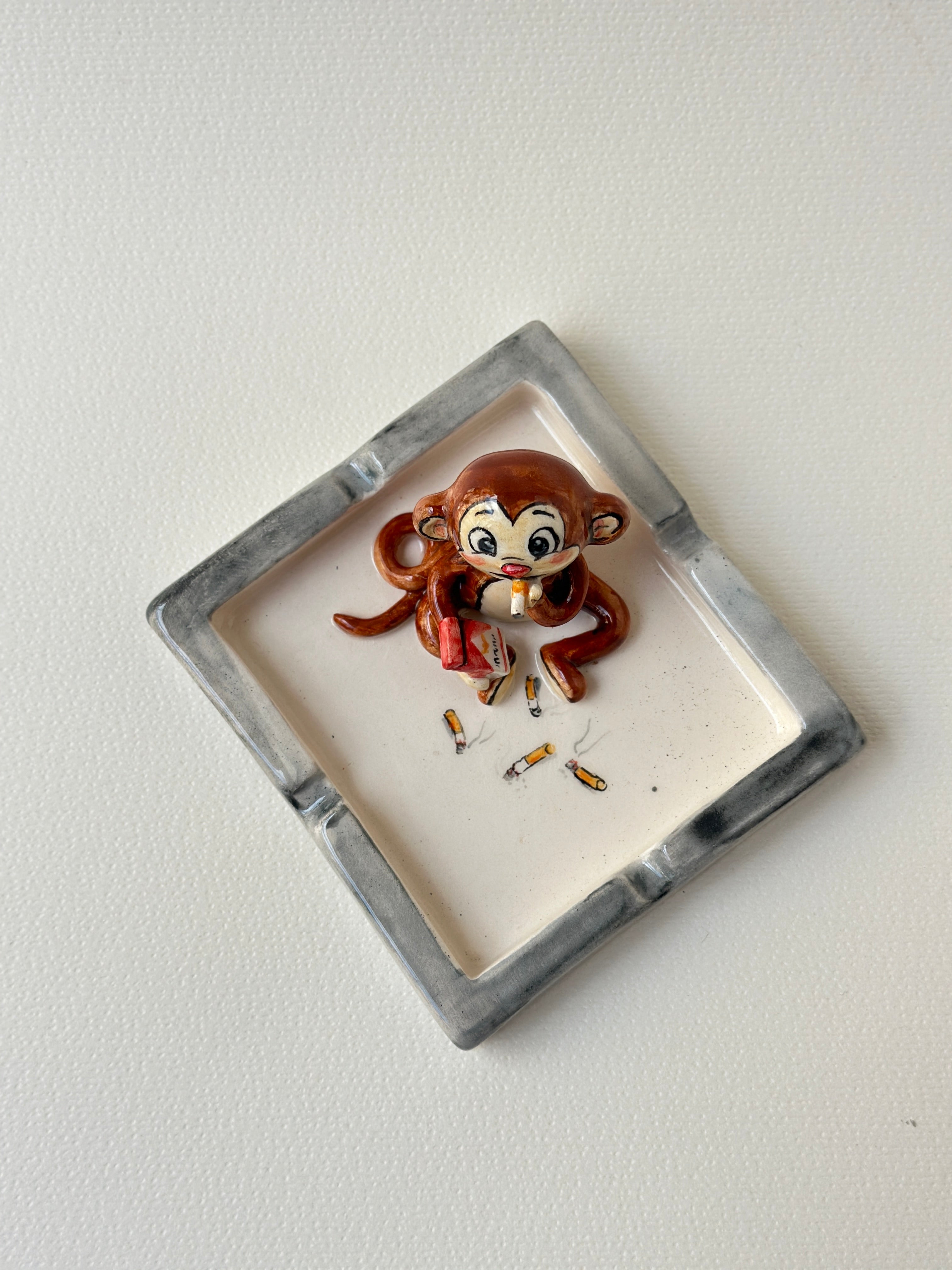 Handmade monkey ashtray