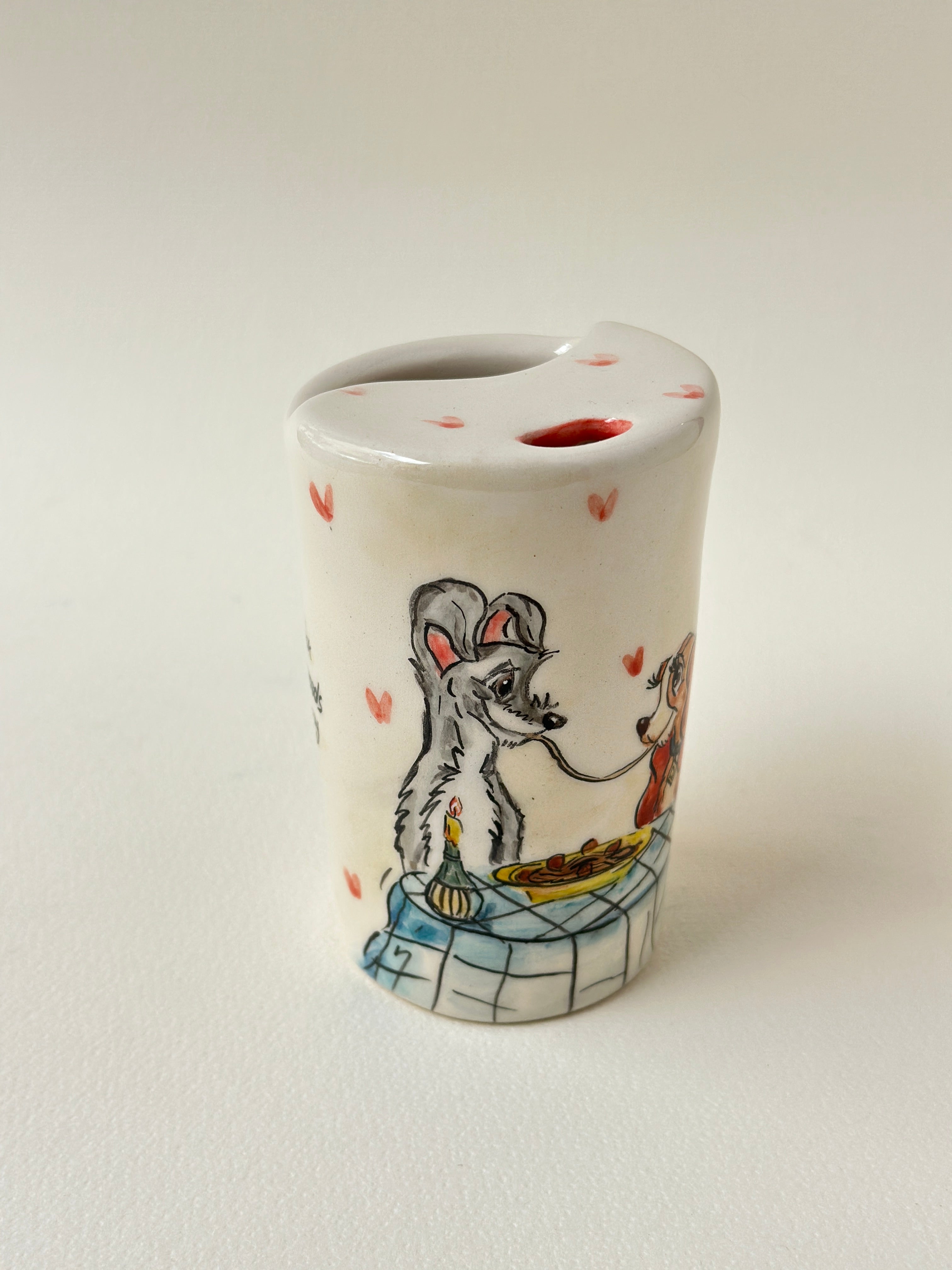 Lady and the Tramp handmade takeaway mug
