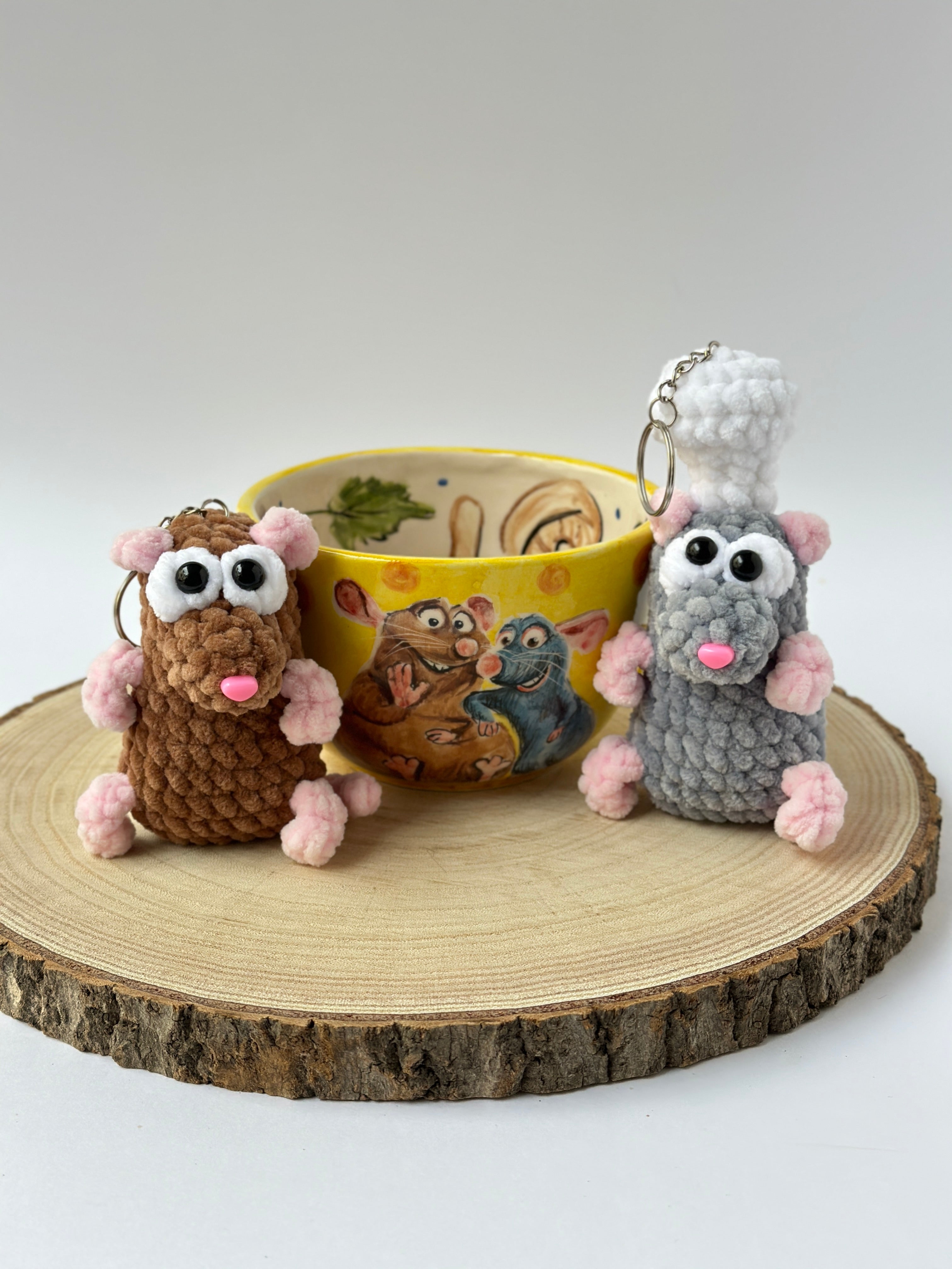Ratatouille Remy and Emily handmade soft keychains