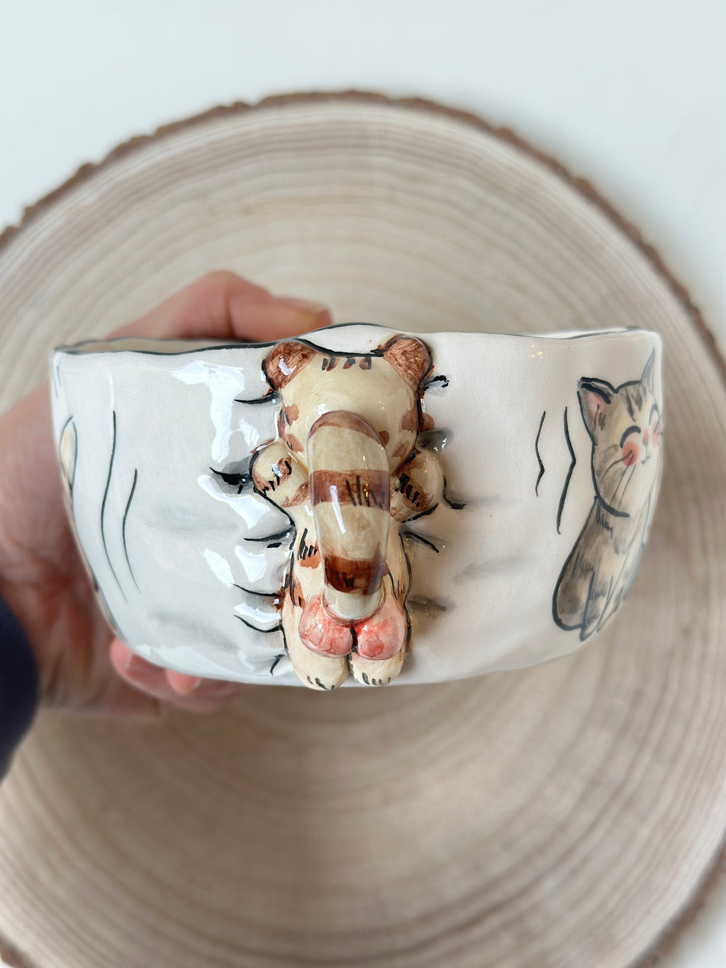 Cat handmade bowl