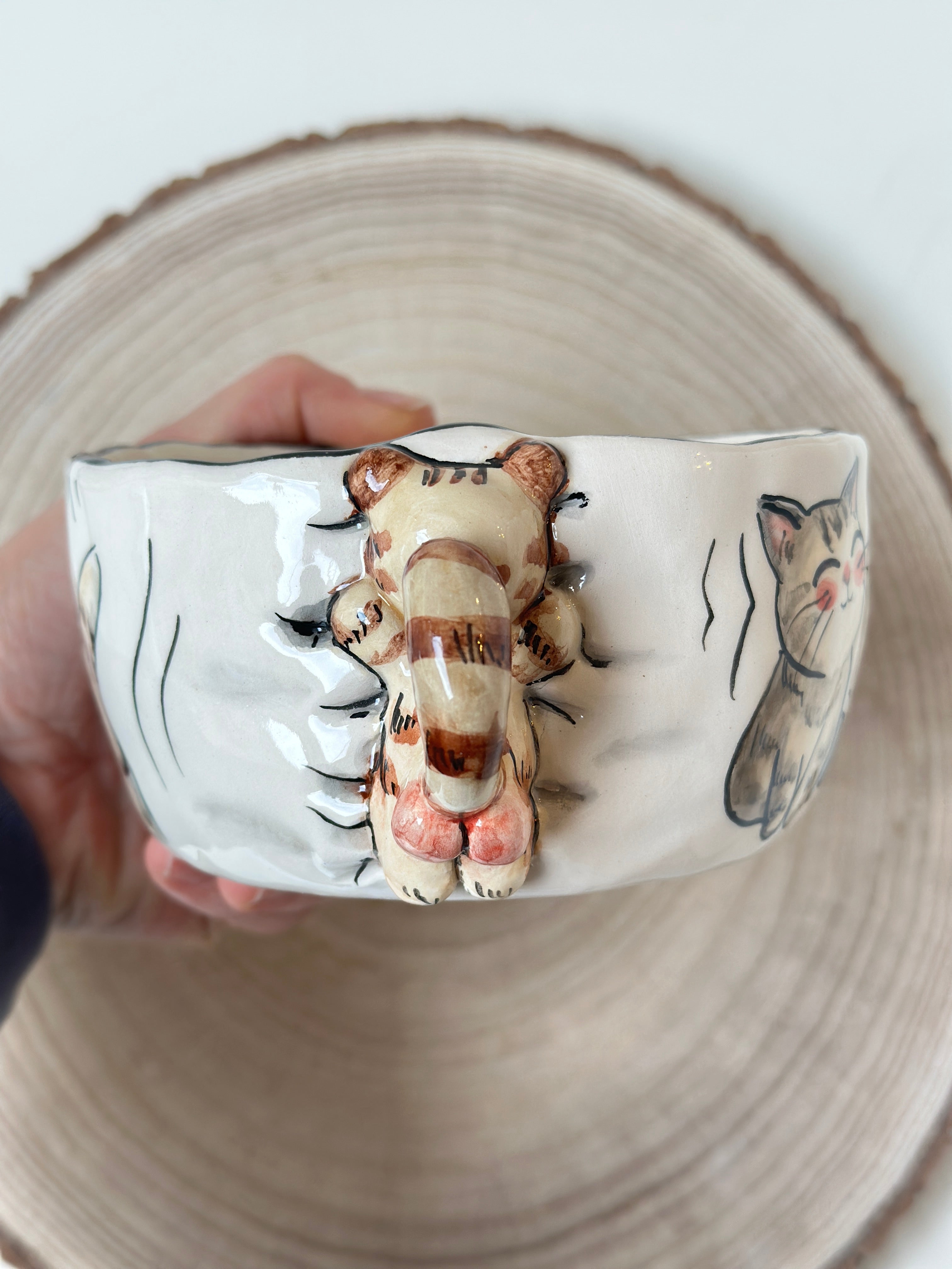 Cat handmade bowl