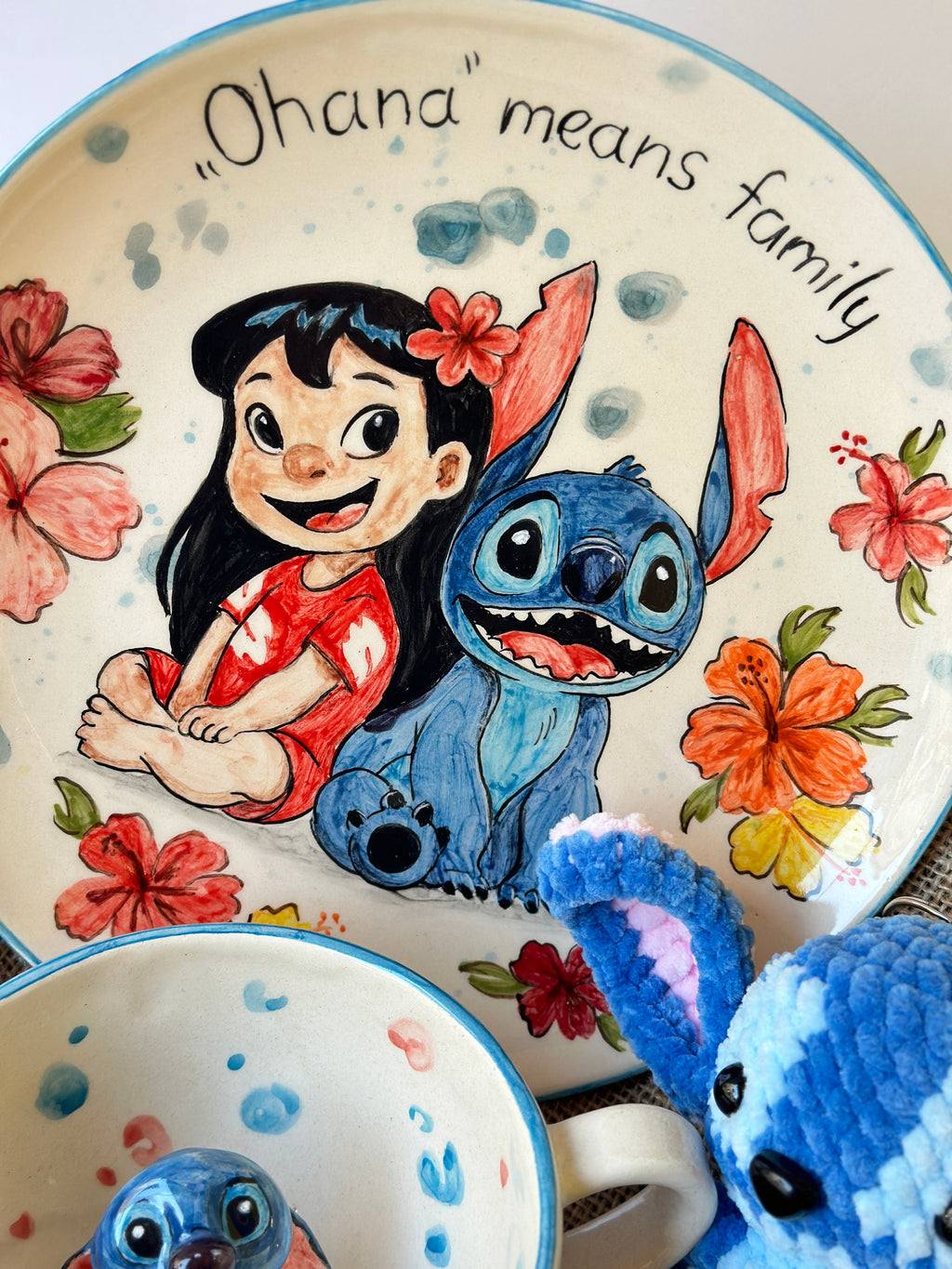 Stitch handmade gift box (plate,mug,keychan)