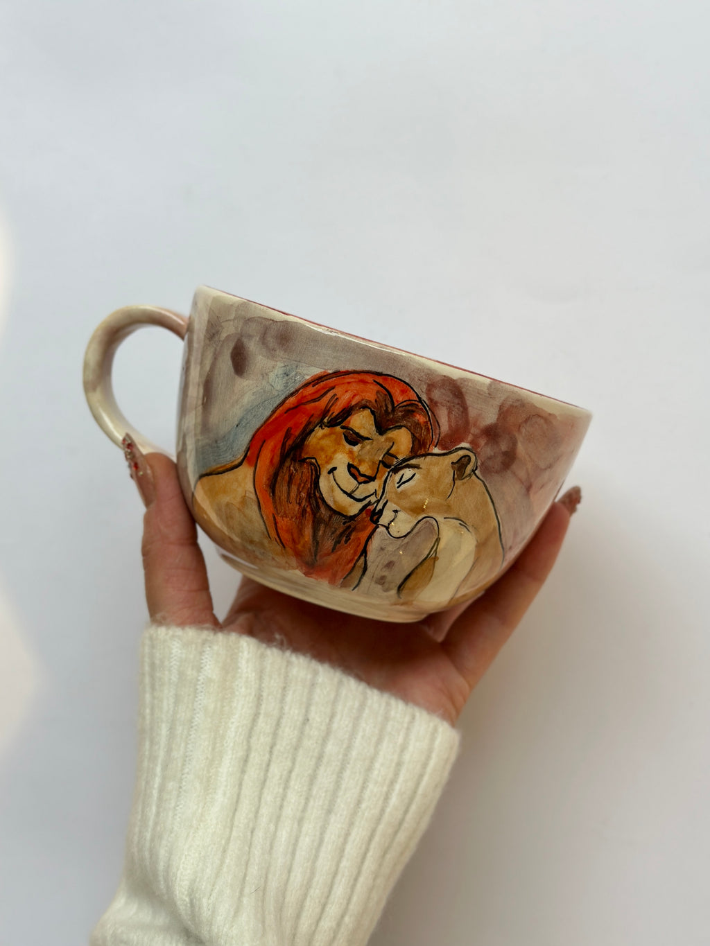 Simba and Nala handmade mug