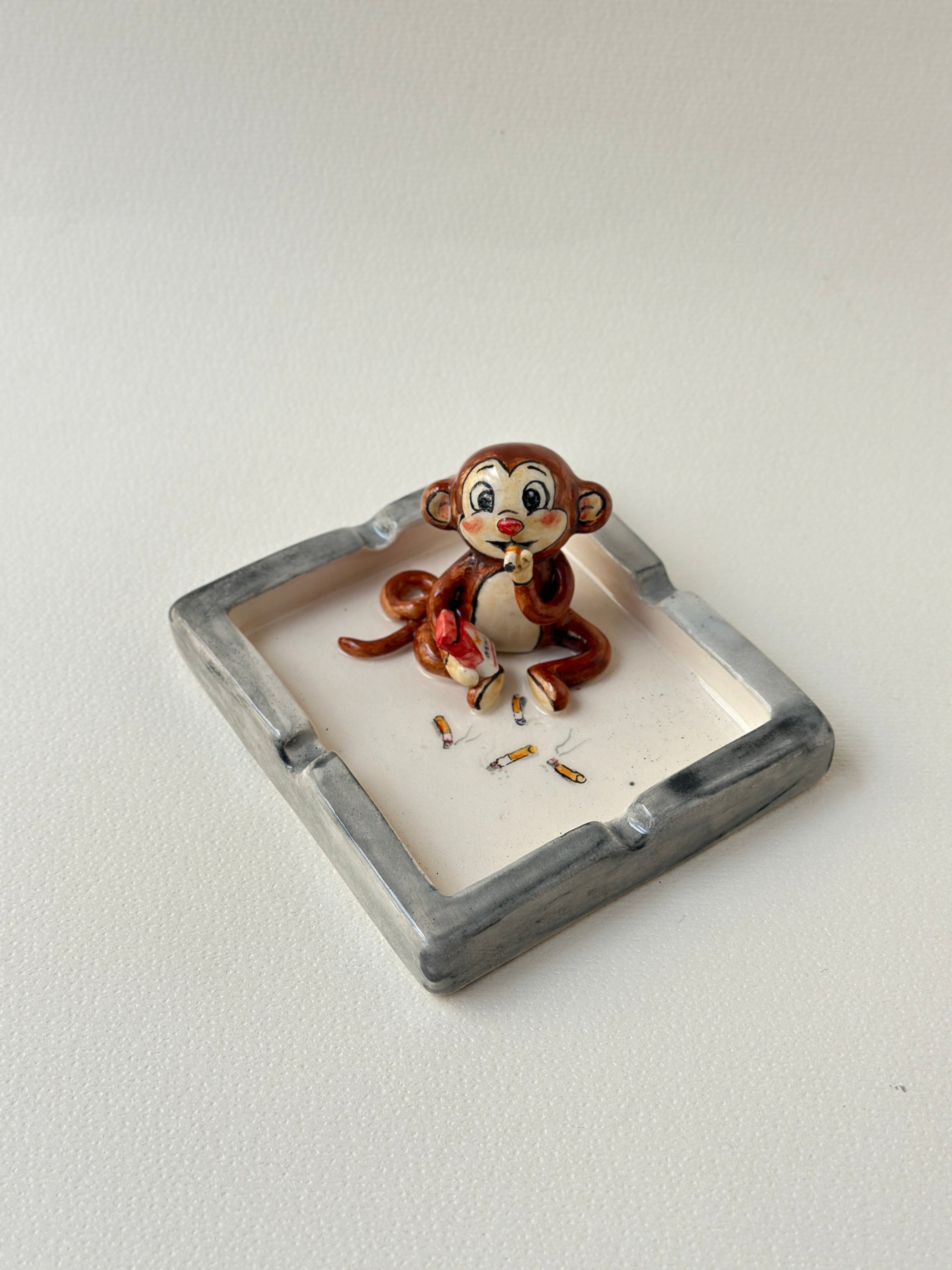 Handmade monkey ashtray