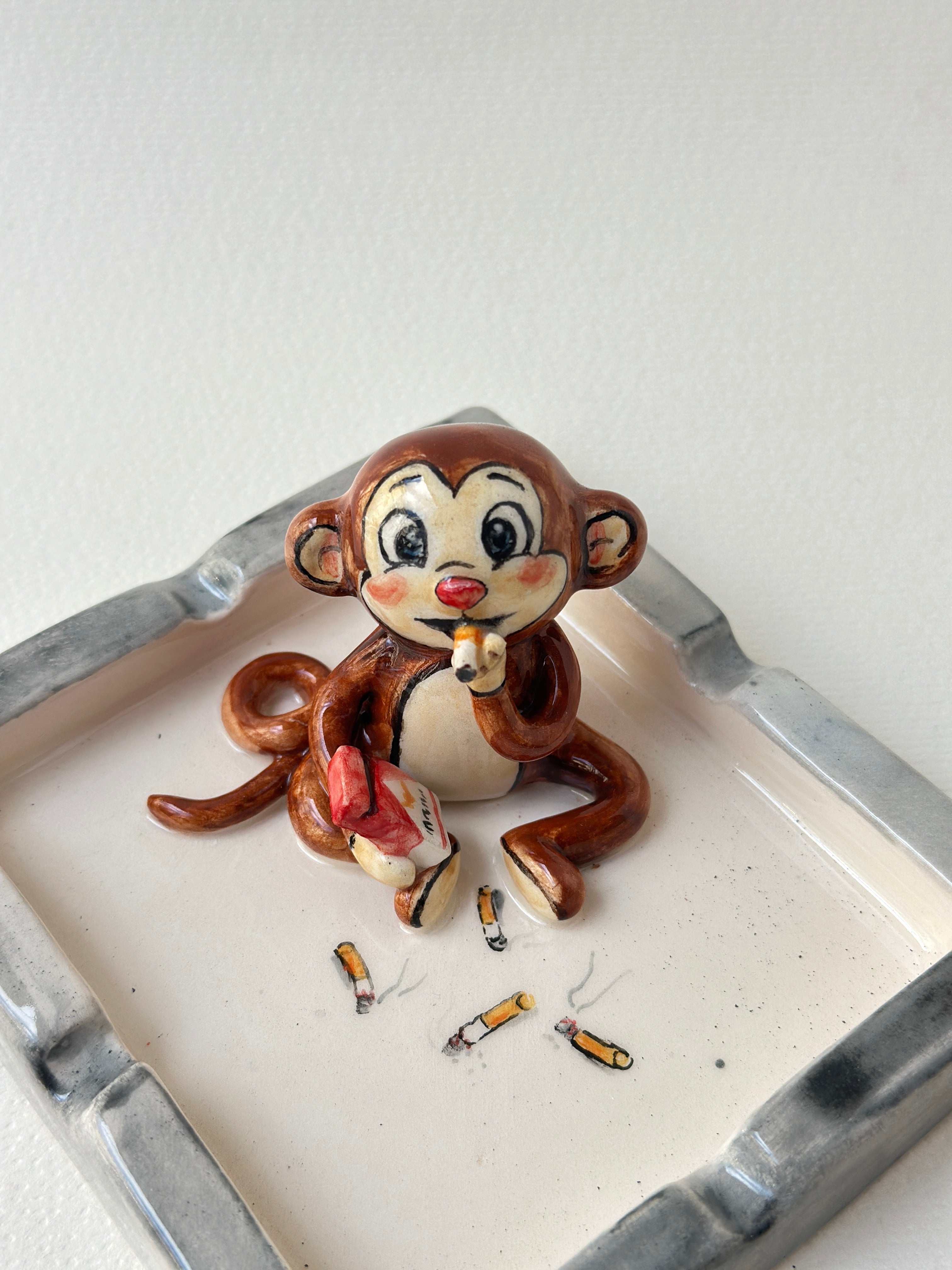 Handmade monkey ashtray