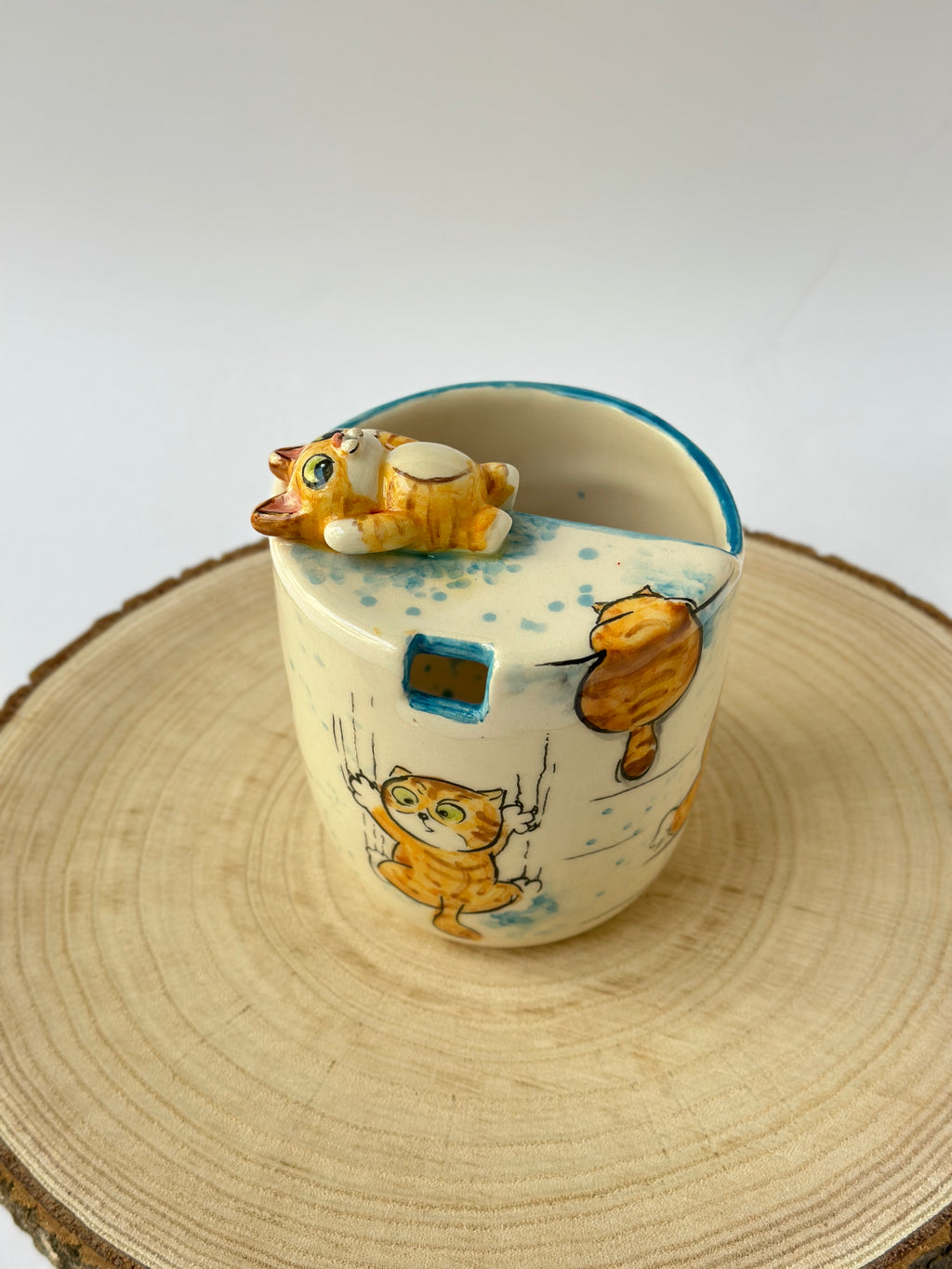 Cat handmade takeaway mug