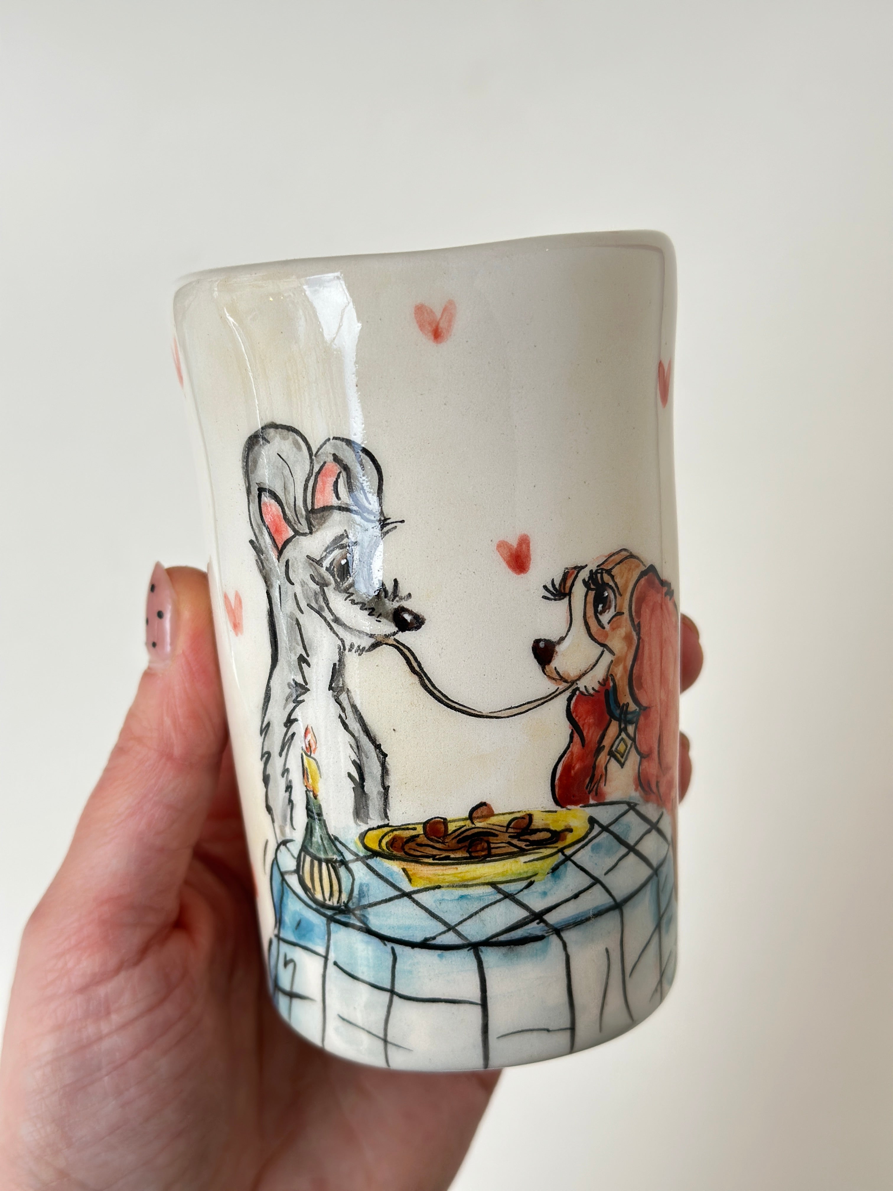 Lady and the Tramp handmade takeaway mug