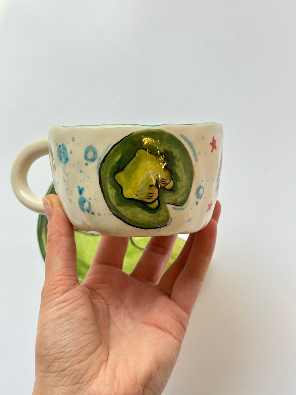 Frog handmade cup and plate