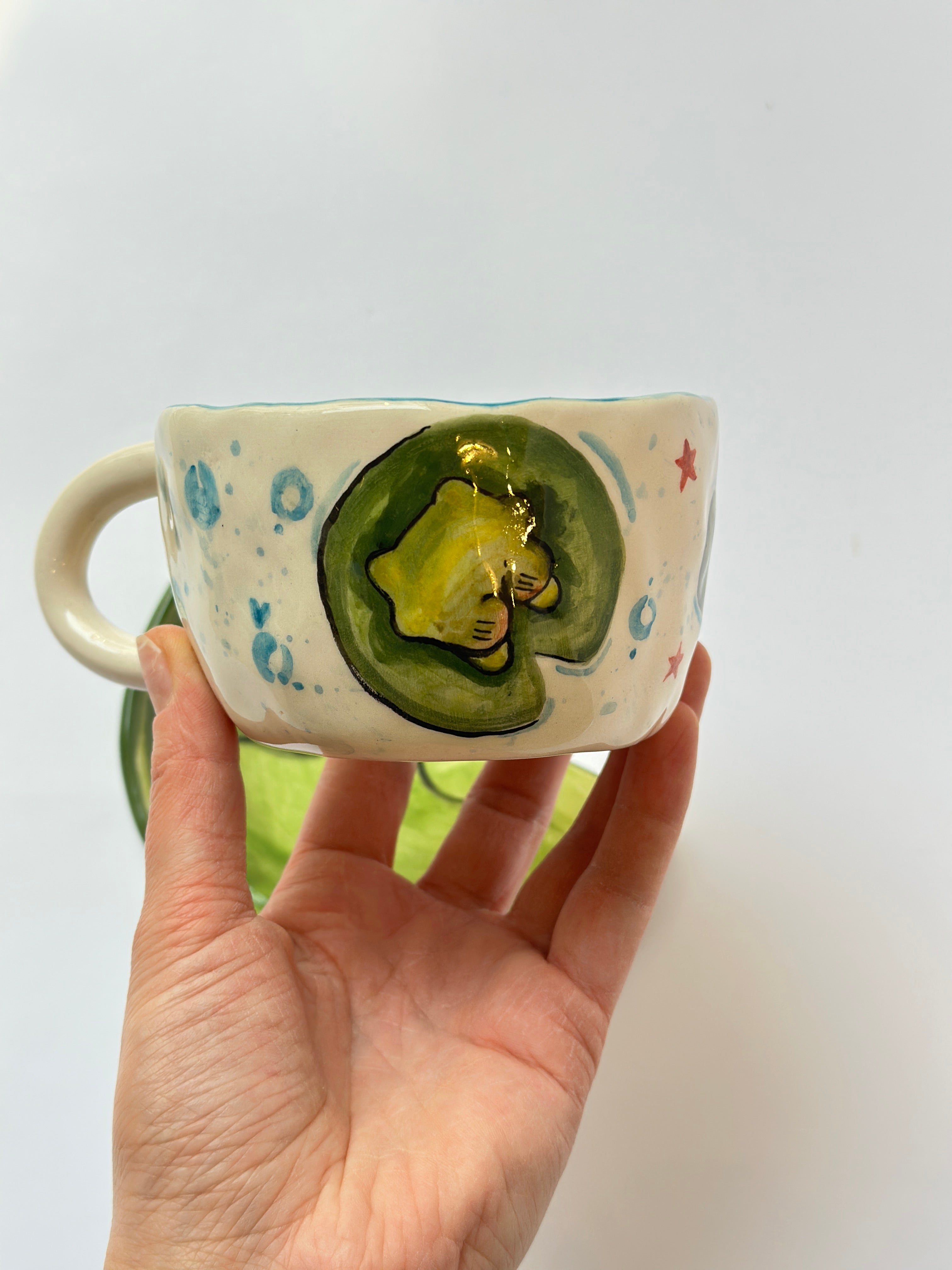 Frog handmade cup and plate