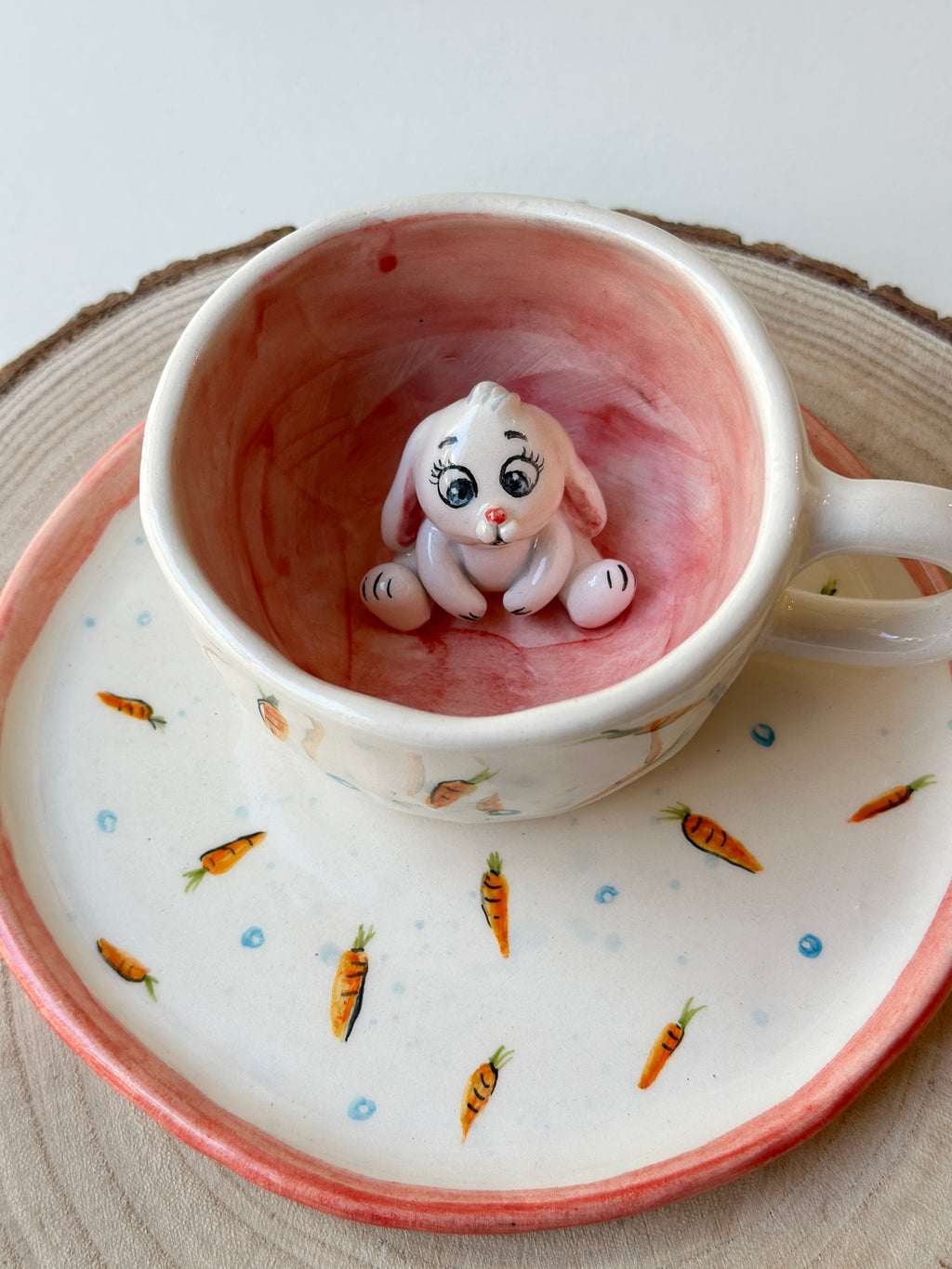 Rabbit handmade mug and plate