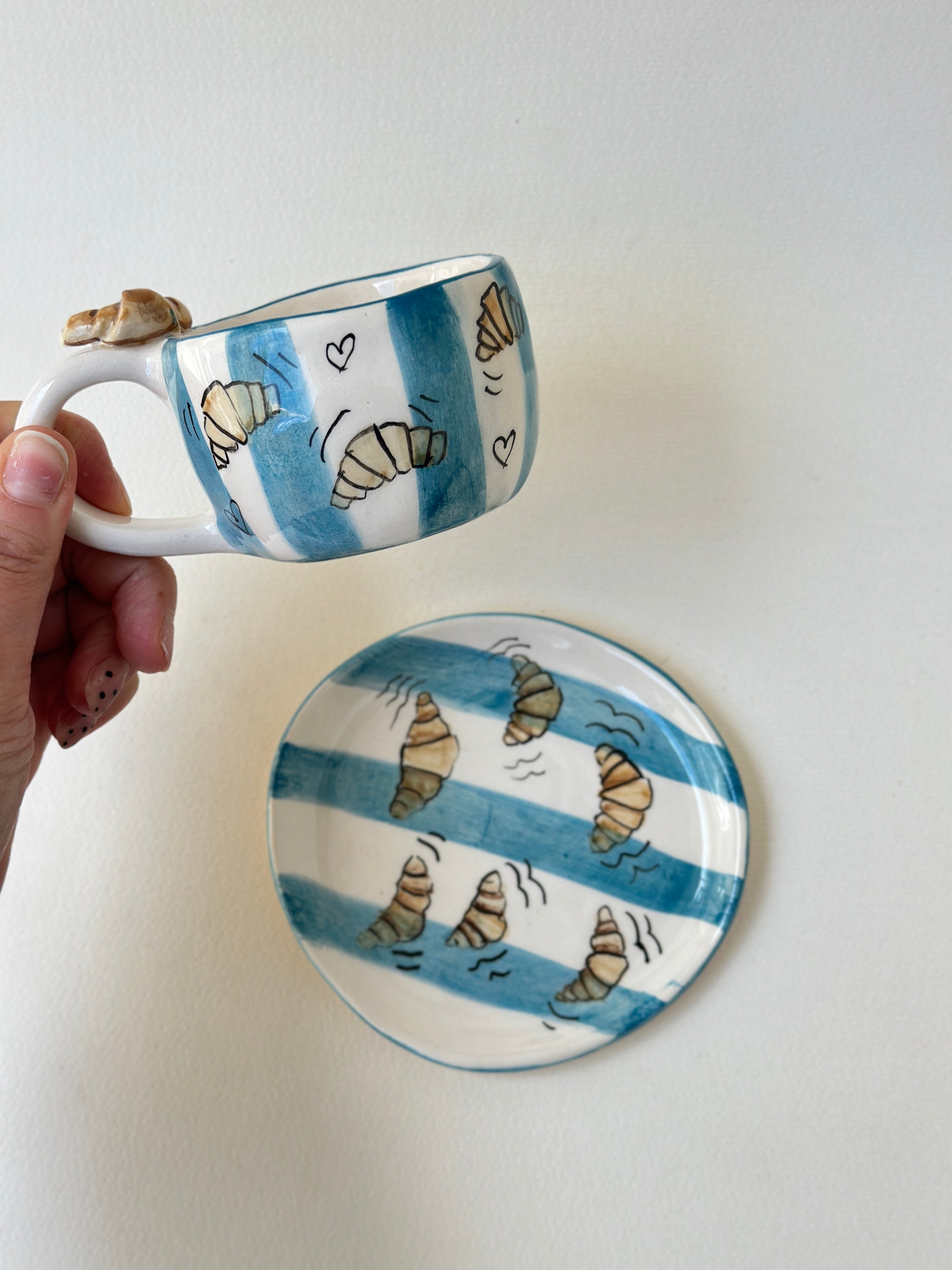 Croissant handmade coffee mug small