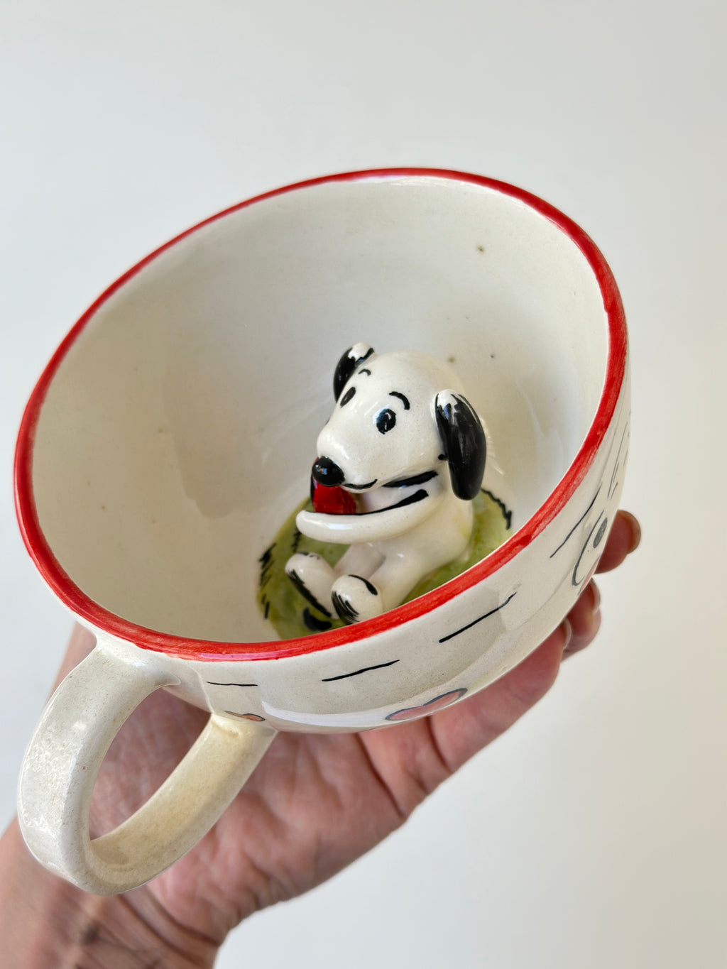 White dog handmade mug