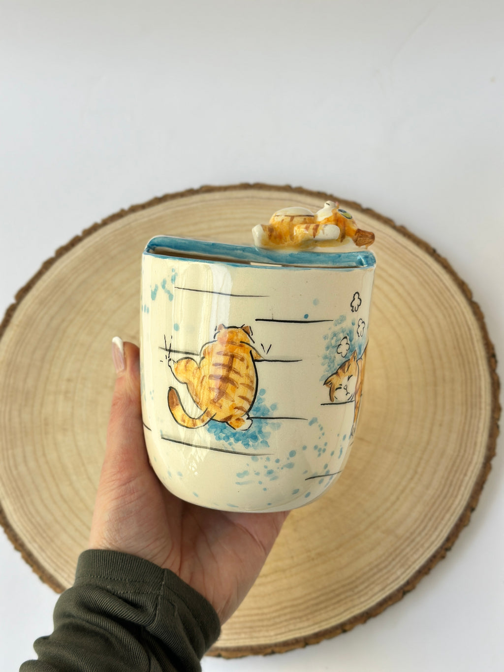 Cat handmade takeaway mug