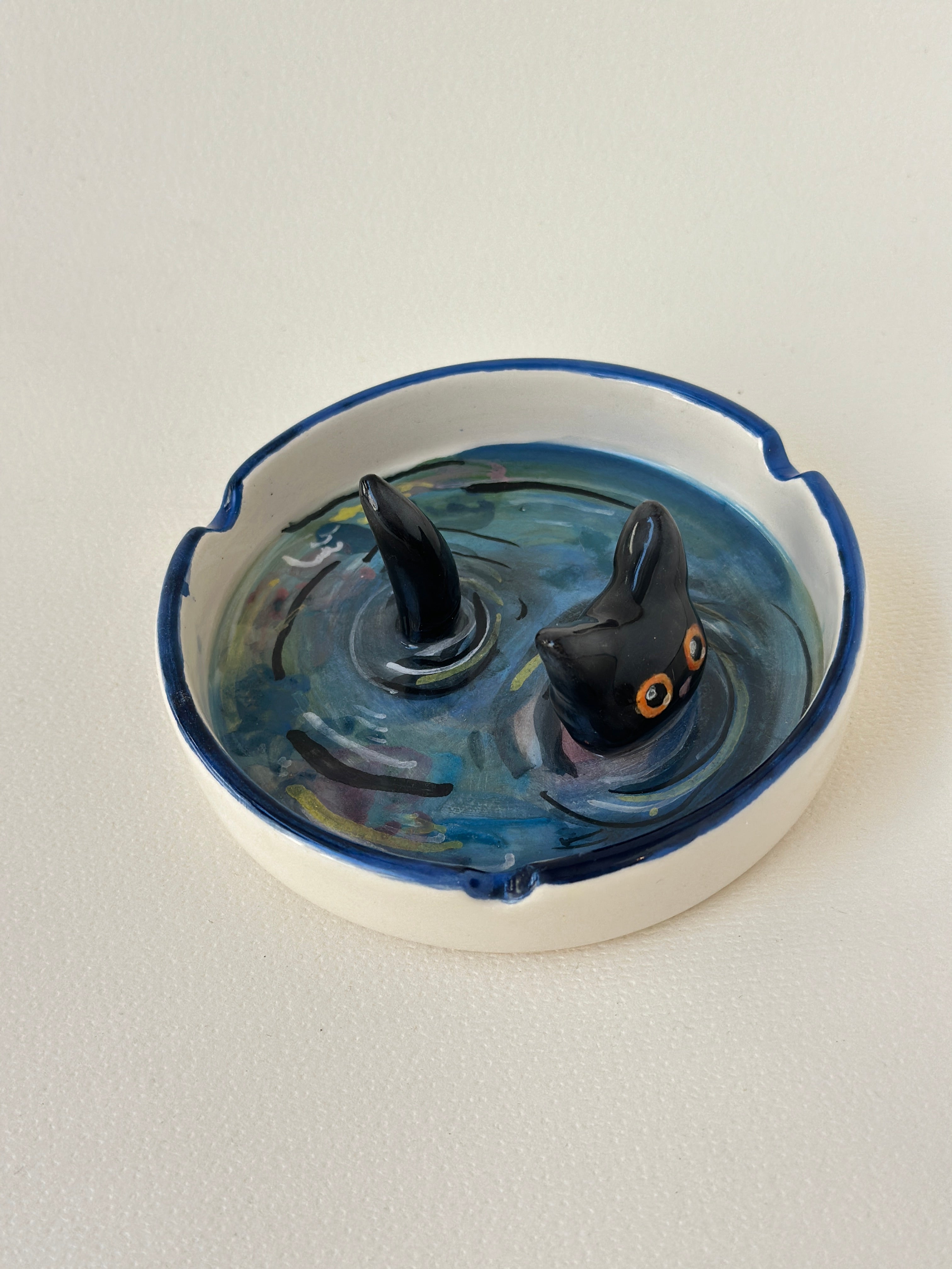 Cat handmade ashtray