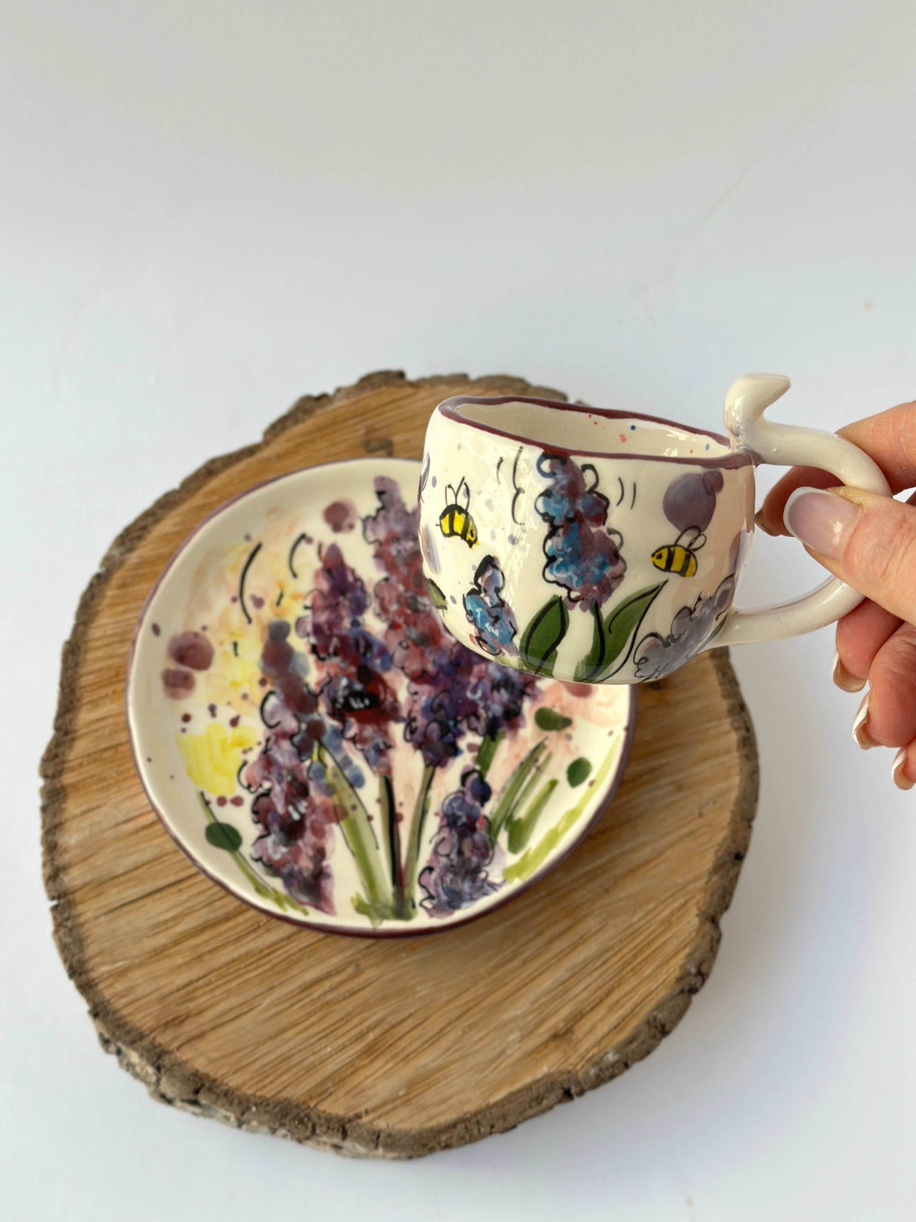 Jasmine flower Coffee mug and plate