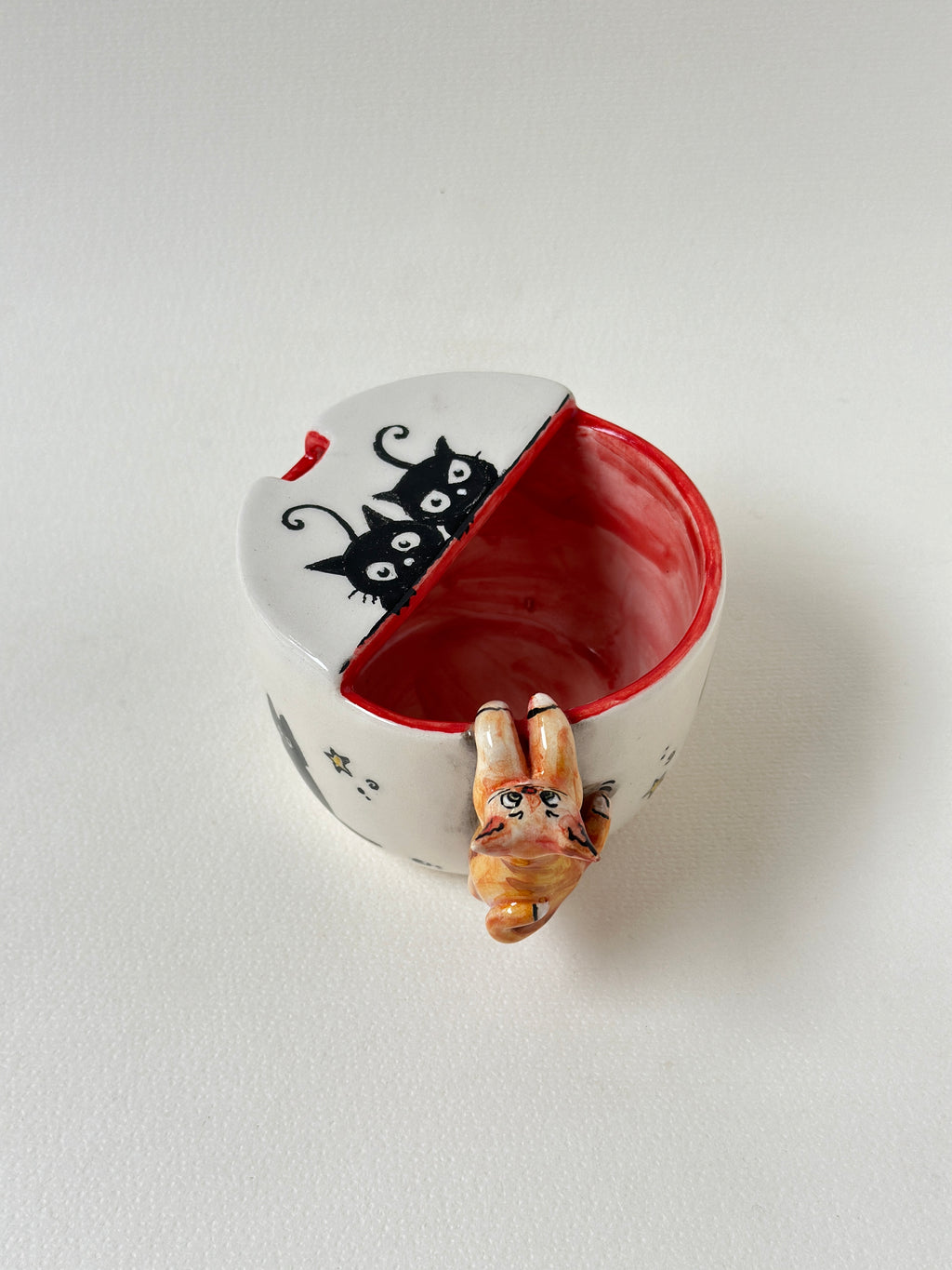 Cat takeaway handmade mug