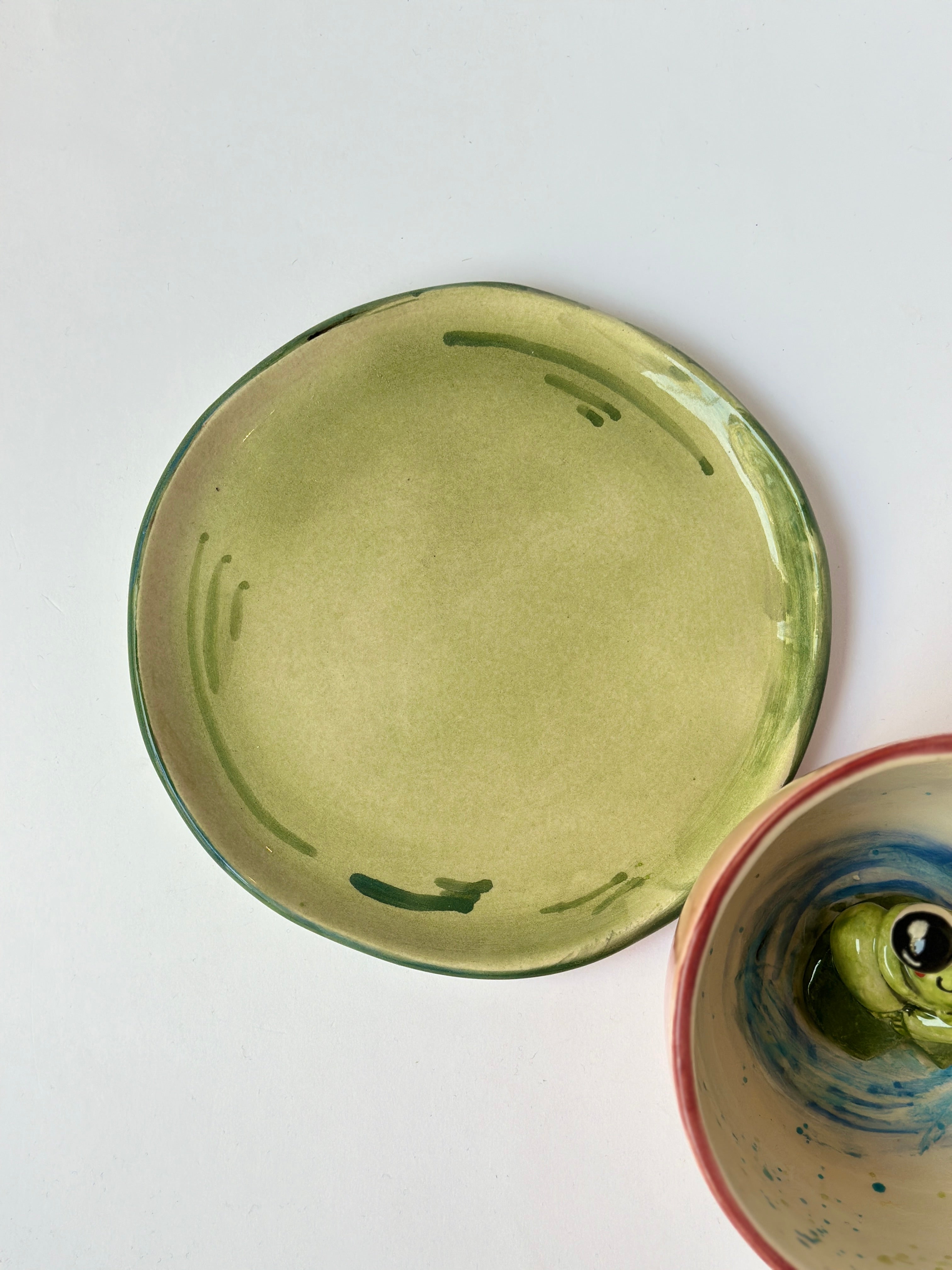 Frog handmade mug and plate