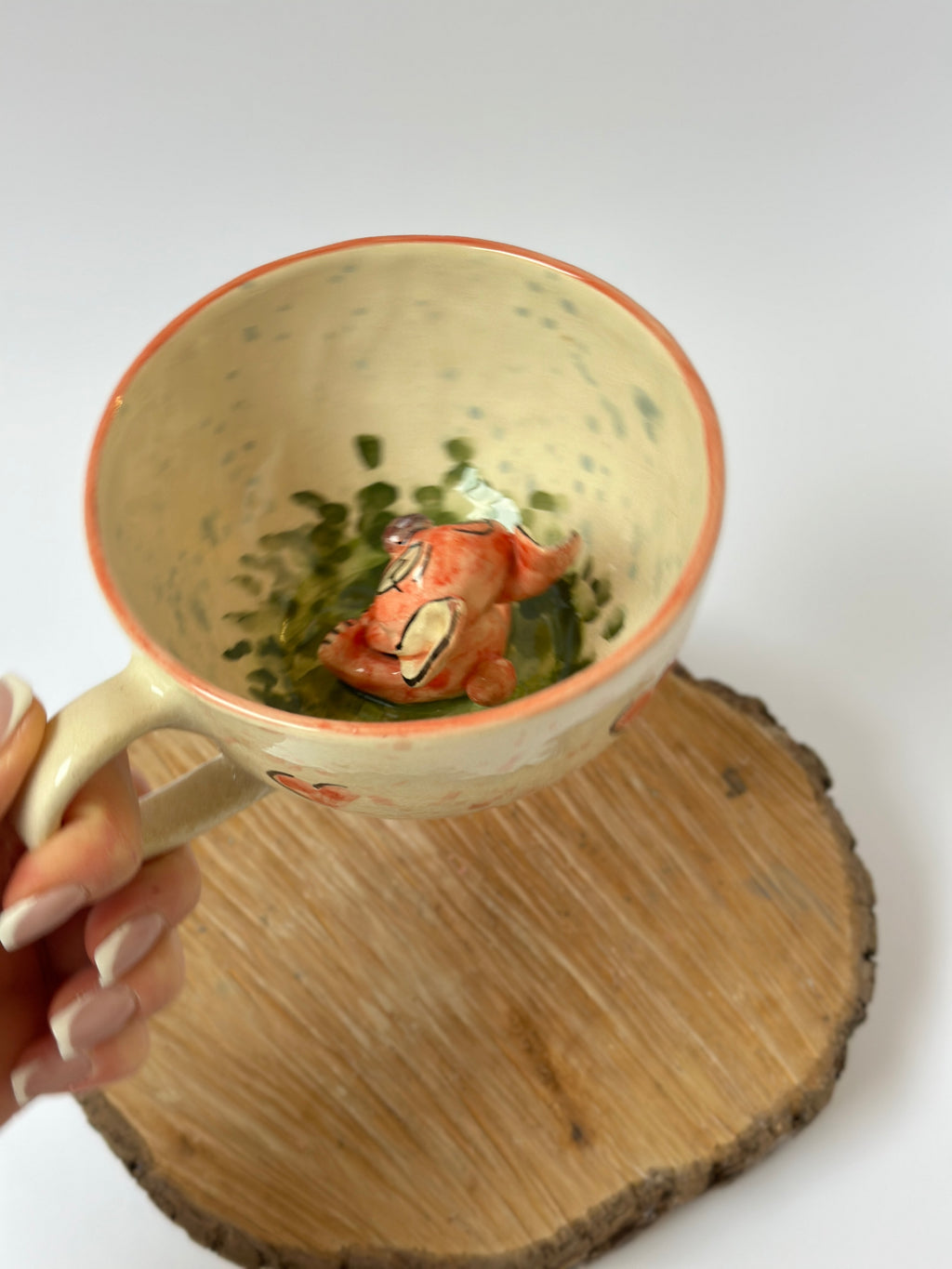 Stitch pink handmade mug