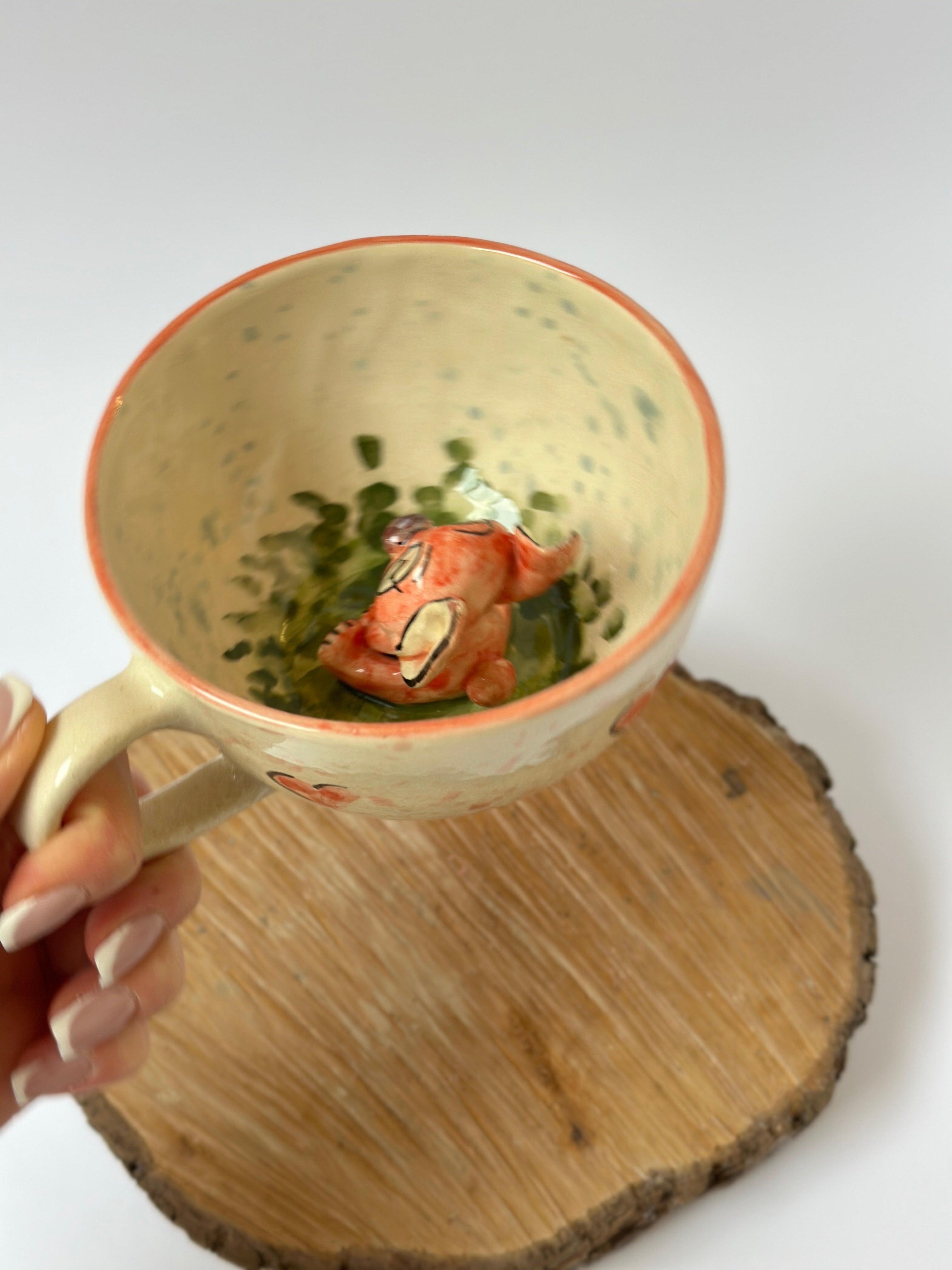 Stitch pink handmade mug