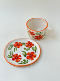 Flowers handmade mug and plate