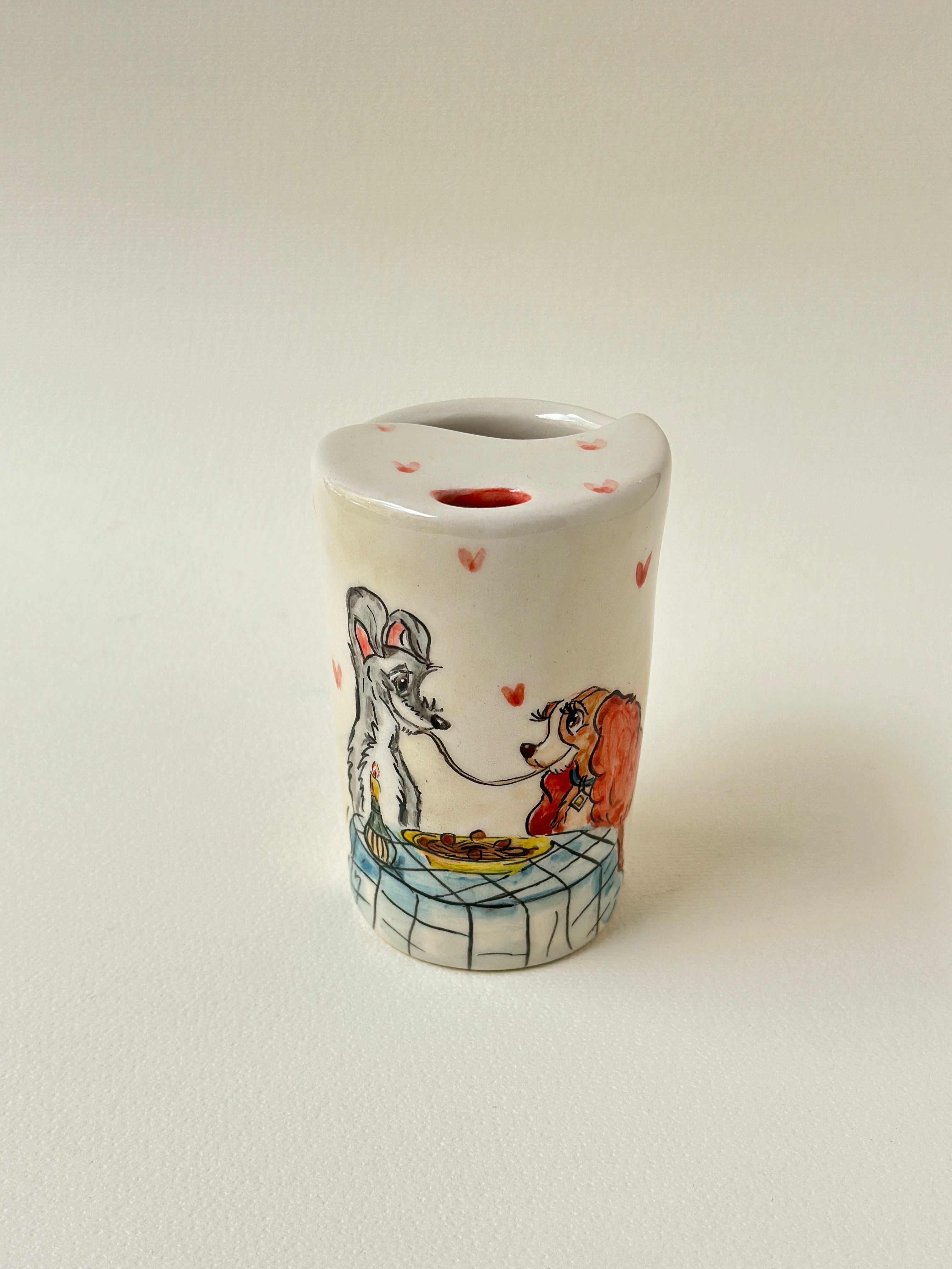 Lady and the Tramp handmade takeaway mug