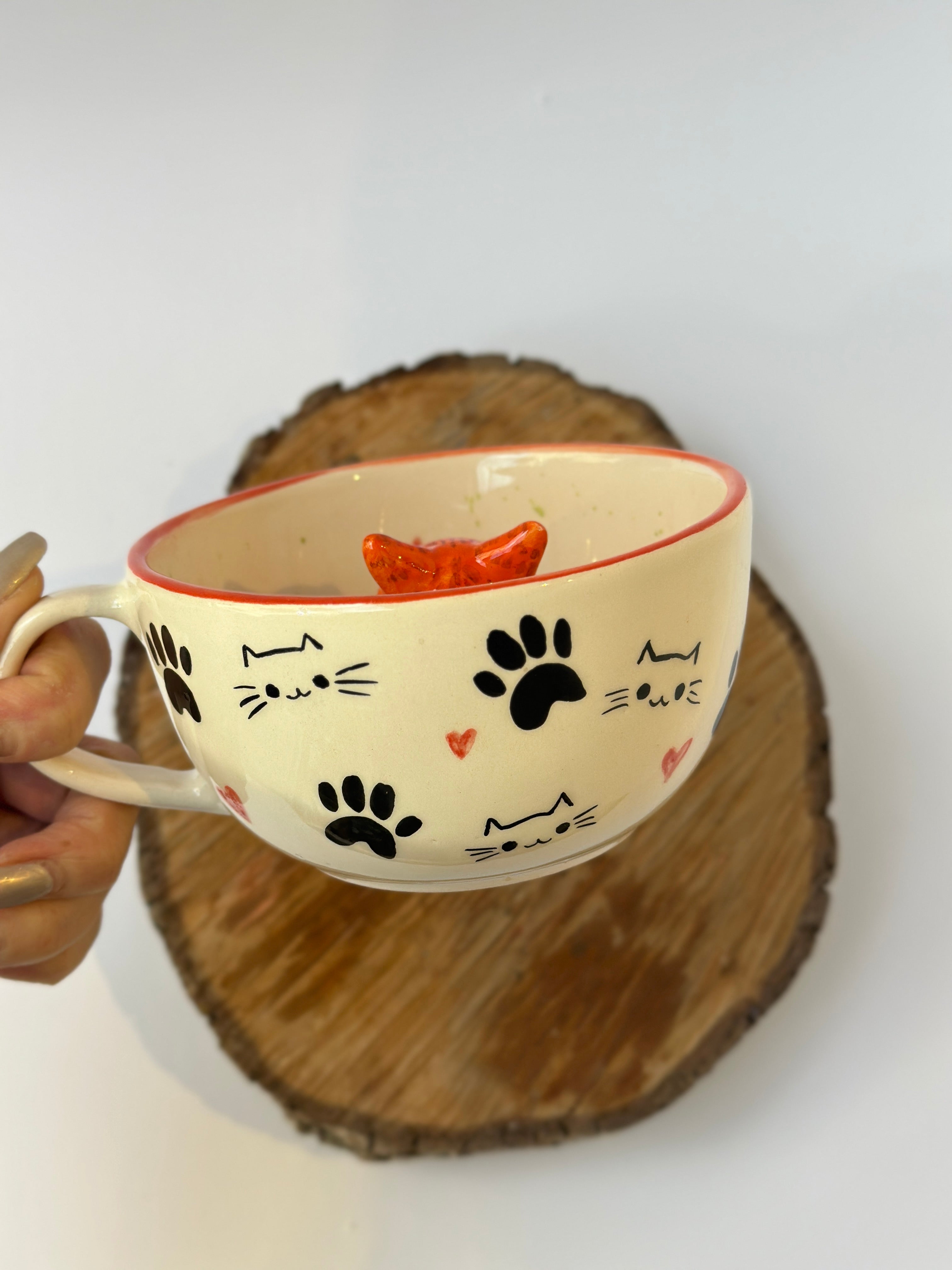 Cat mug handmade