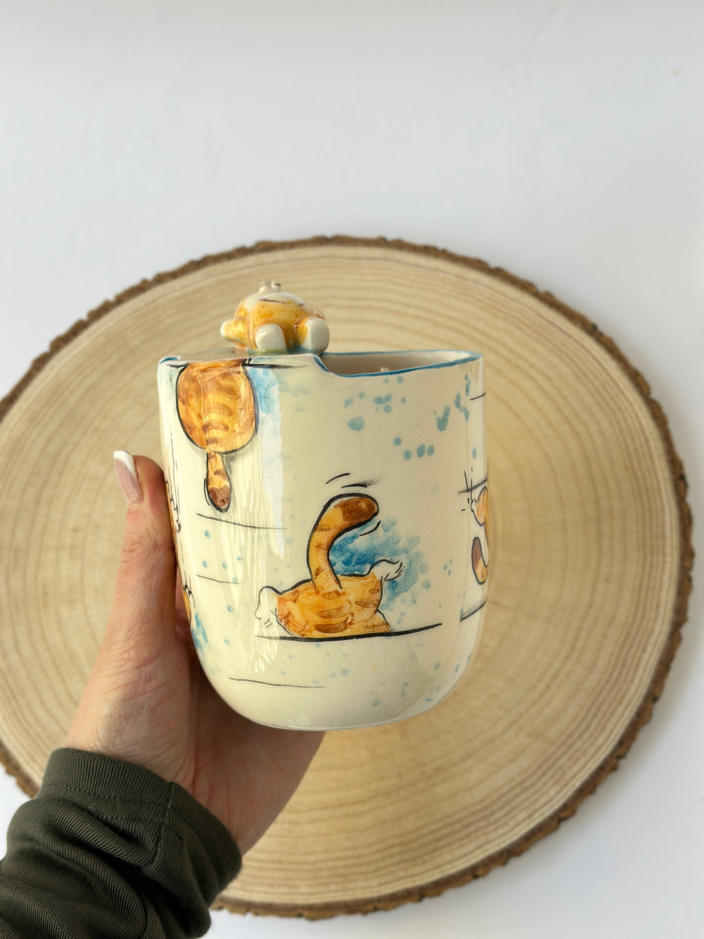 Cat handmade takeaway mug