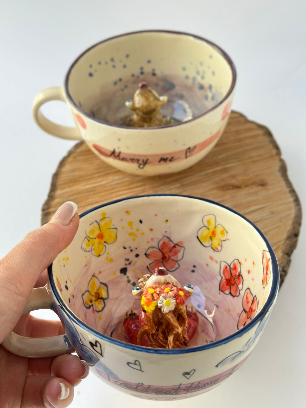 Sid and Brooke couple handmade mugs