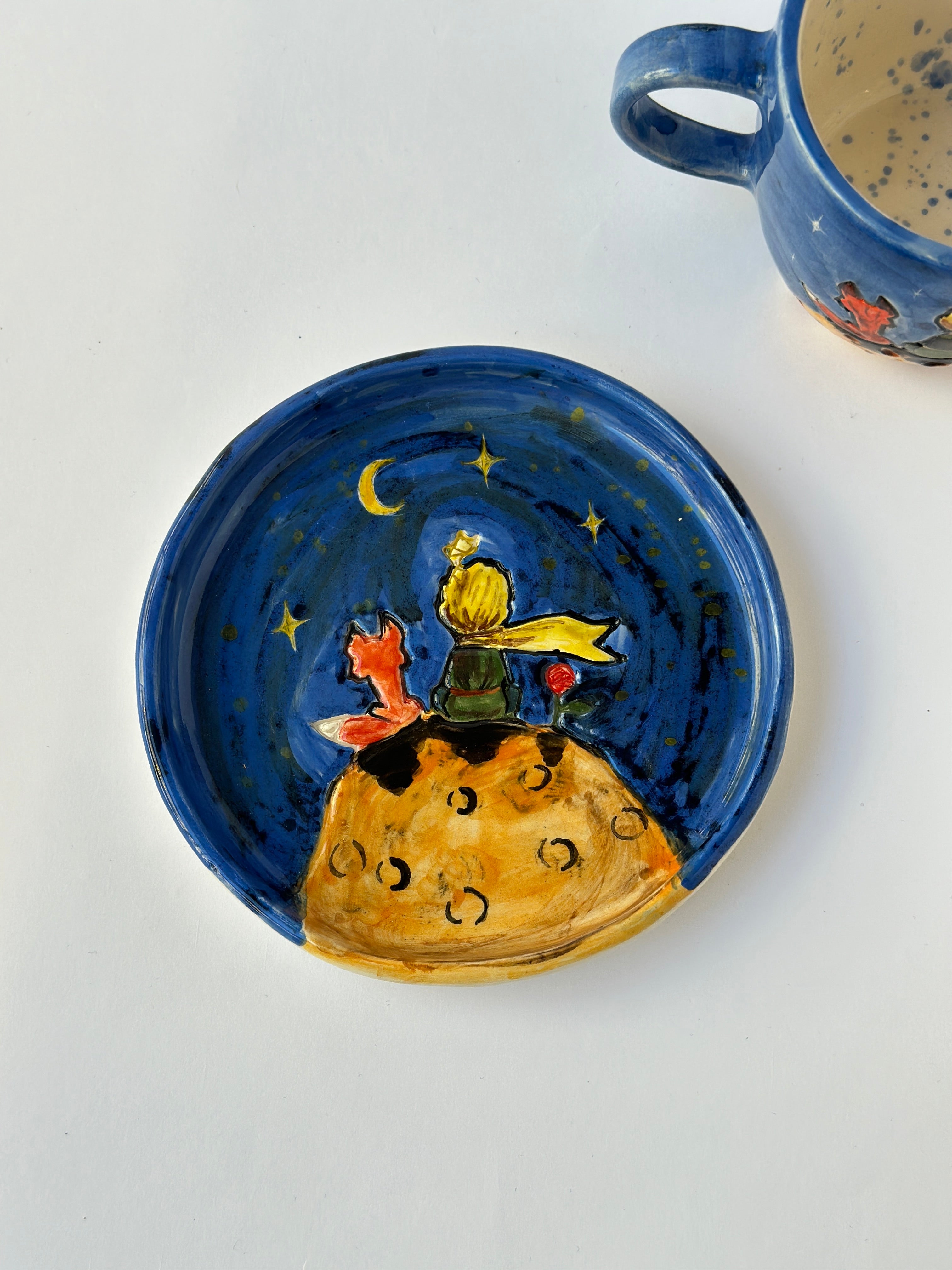Little Prince handmade mug and plate