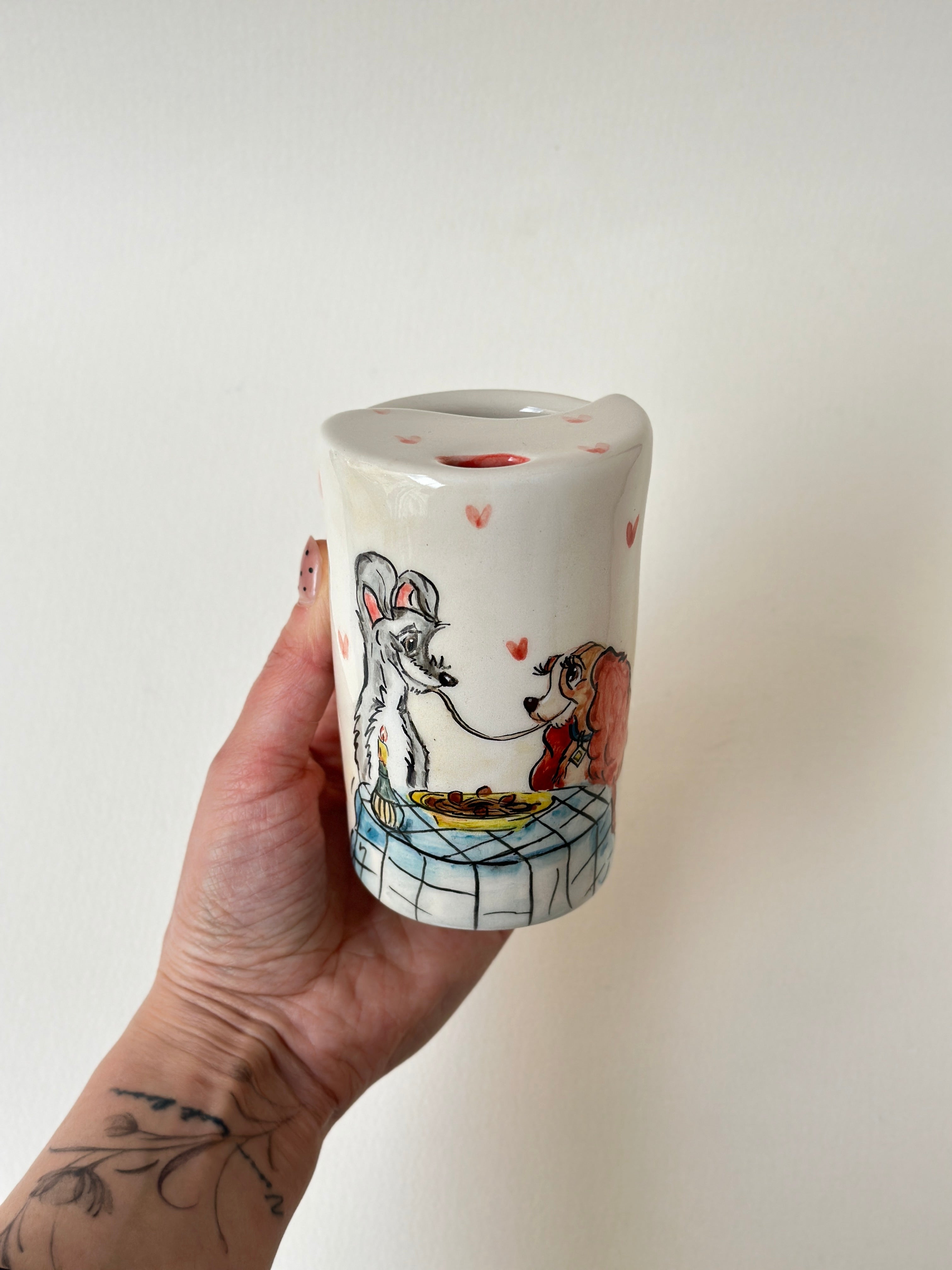 Lady and the Tramp handmade takeaway mug