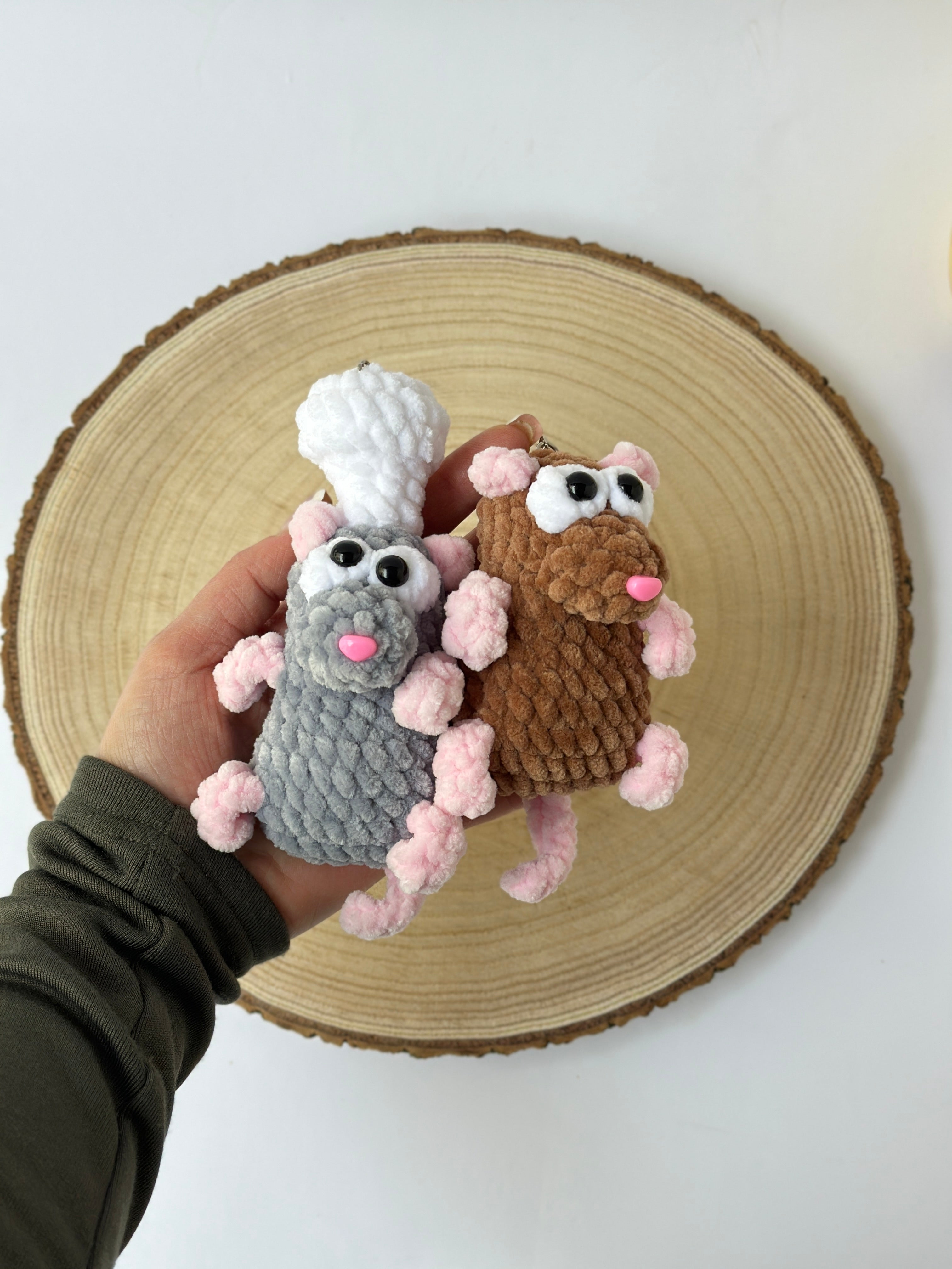 Ratatouille Remy and Emily handmade soft keychains