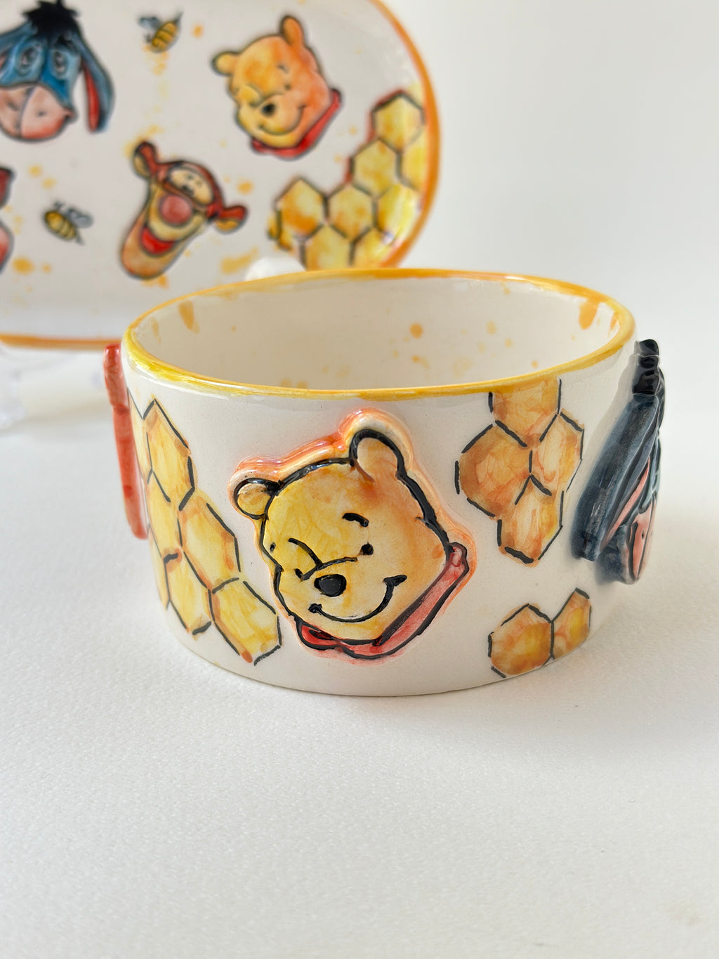 Winni The Pooh handmade plate and mug