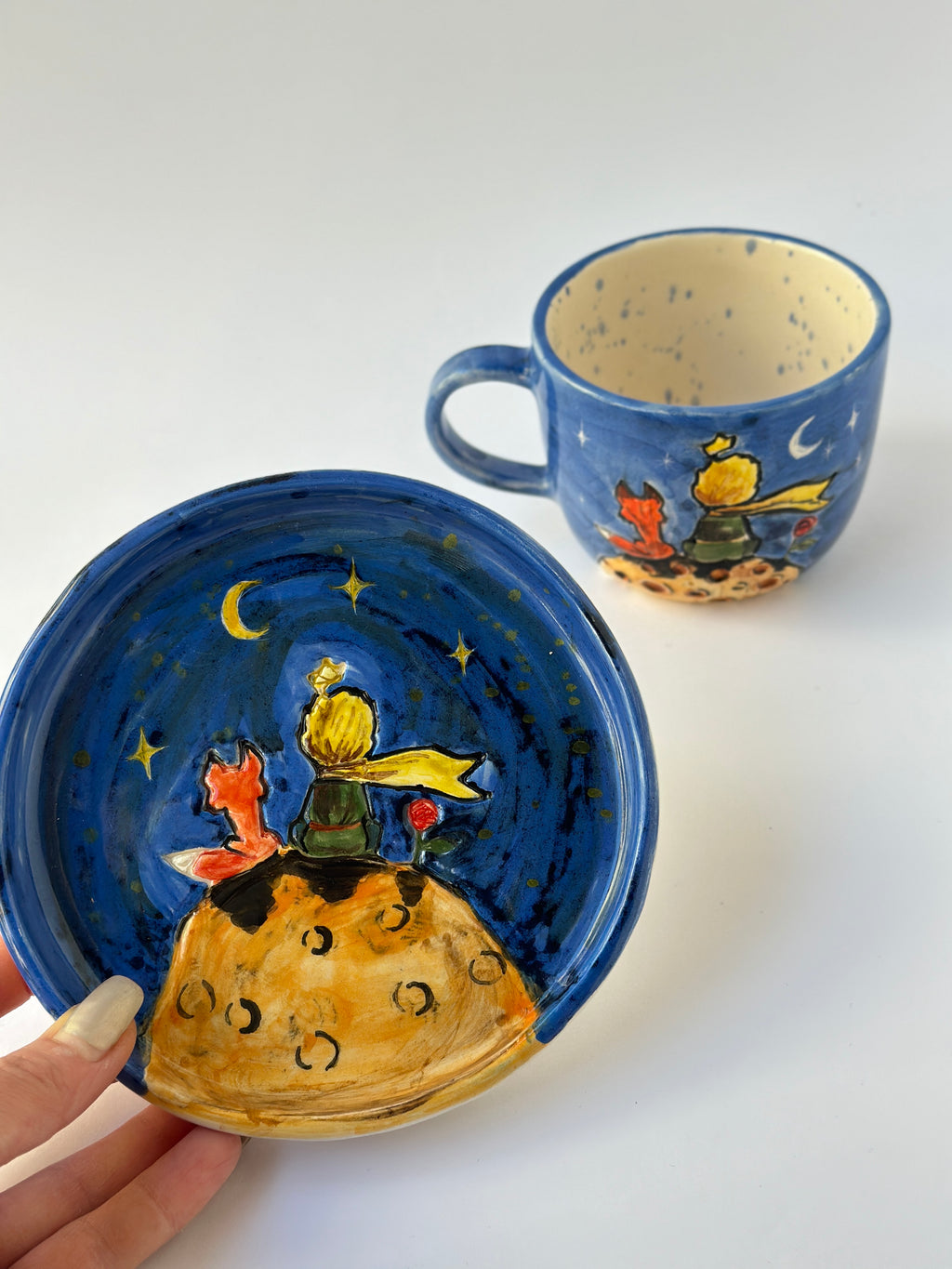 Little Prince handmade mug and plate