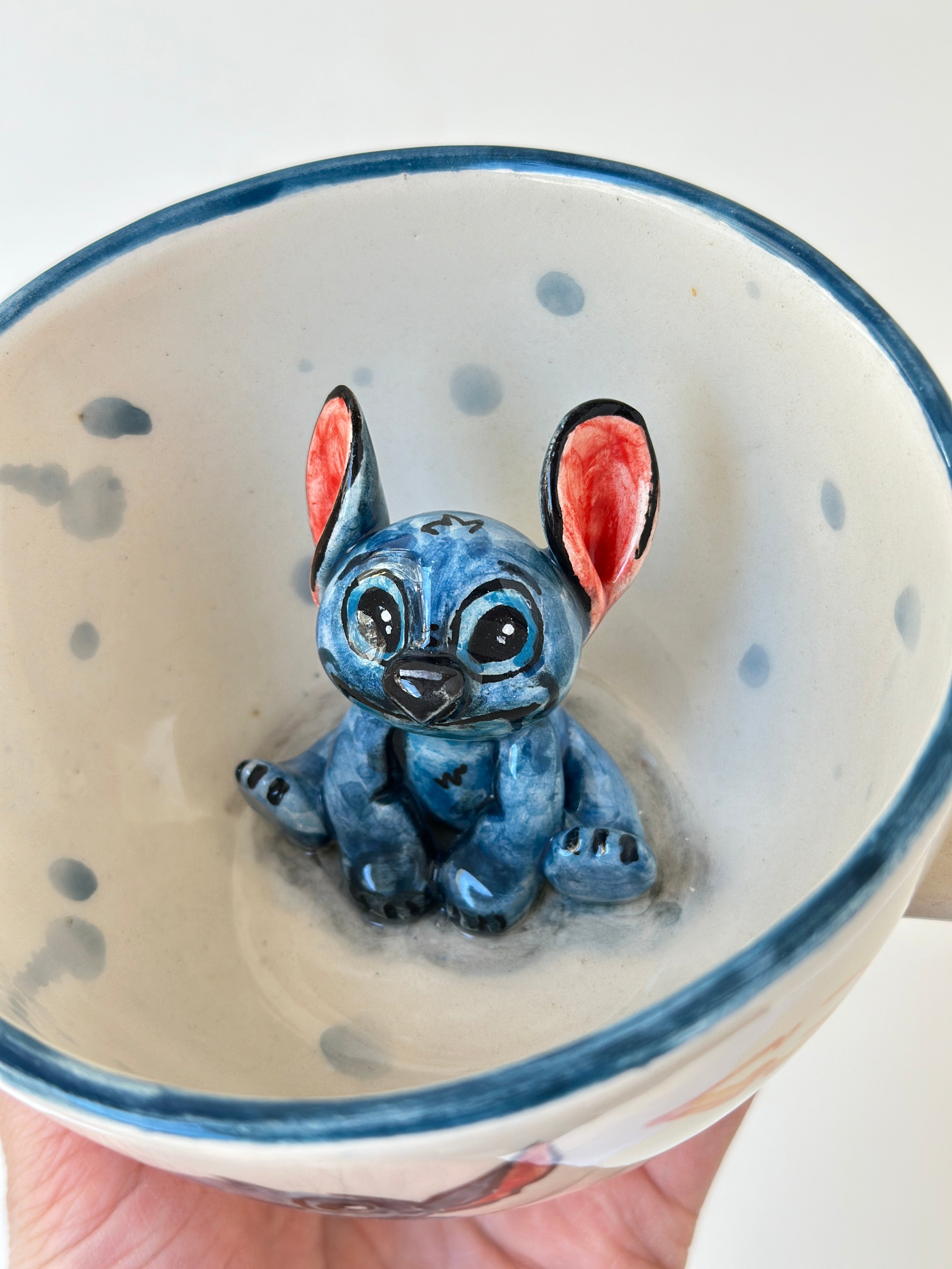 Blue big-eared handmade mug