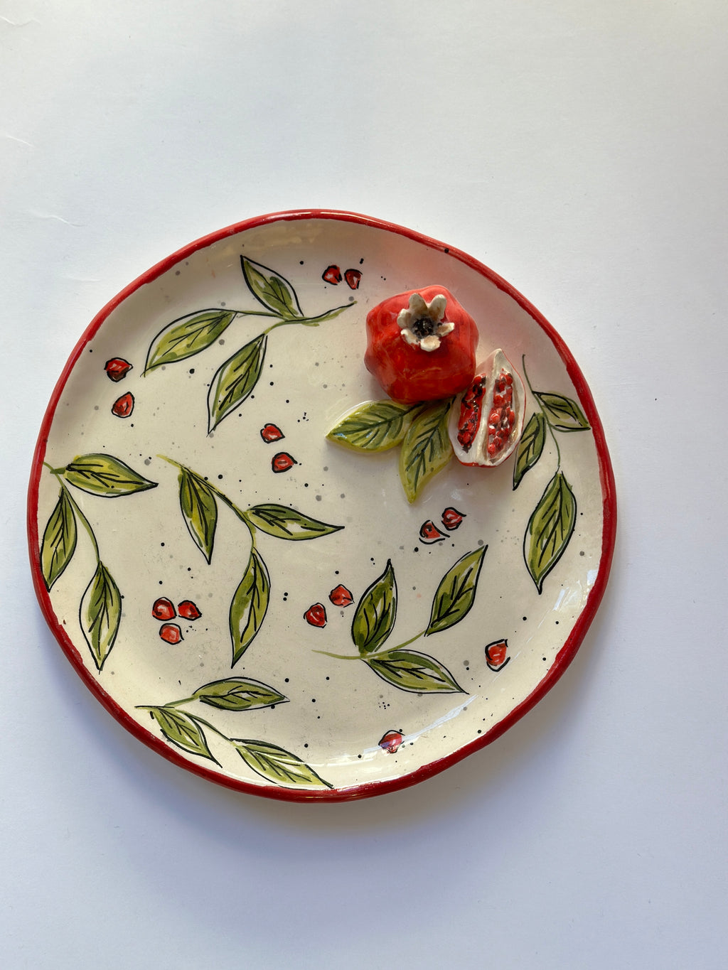 Pomegranate handmade plate