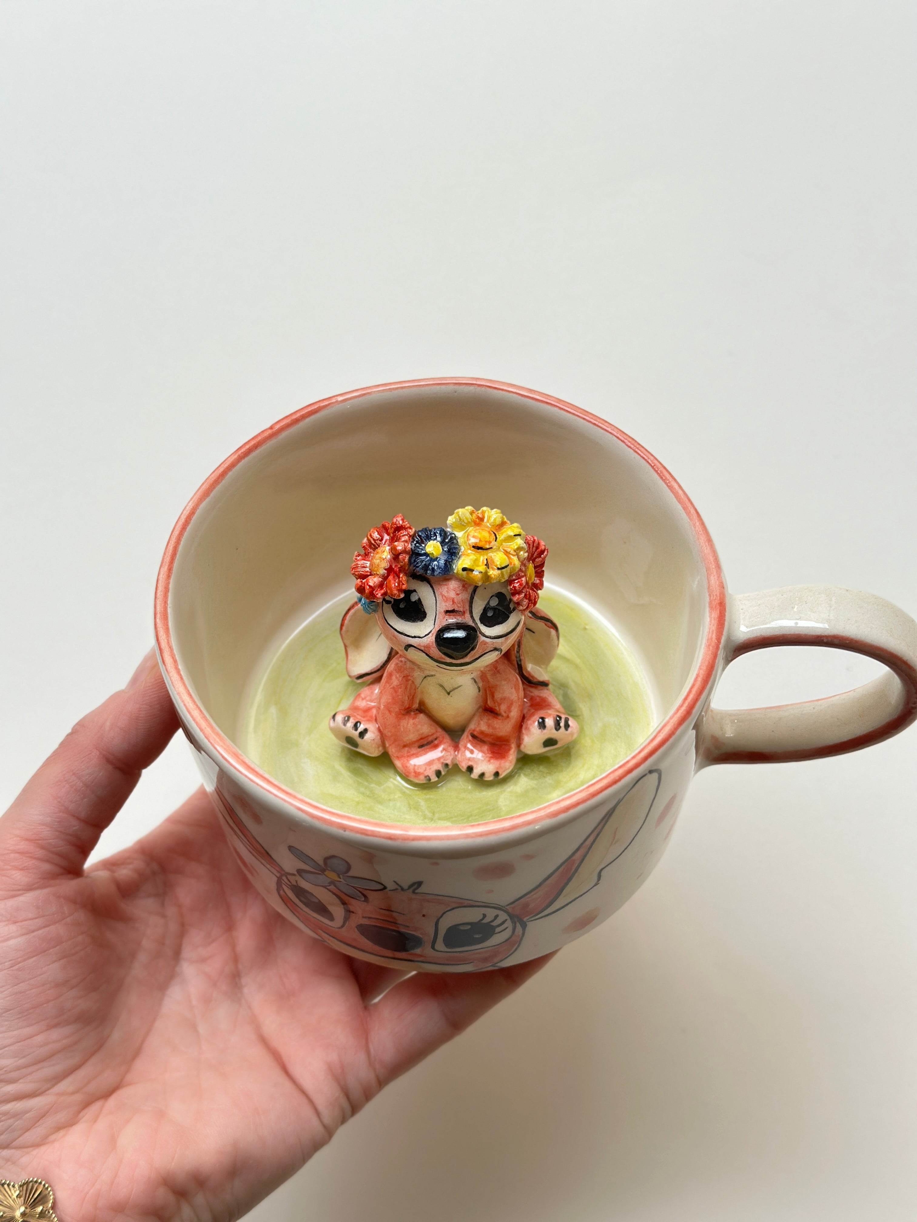 Pink Stitch handmade mug